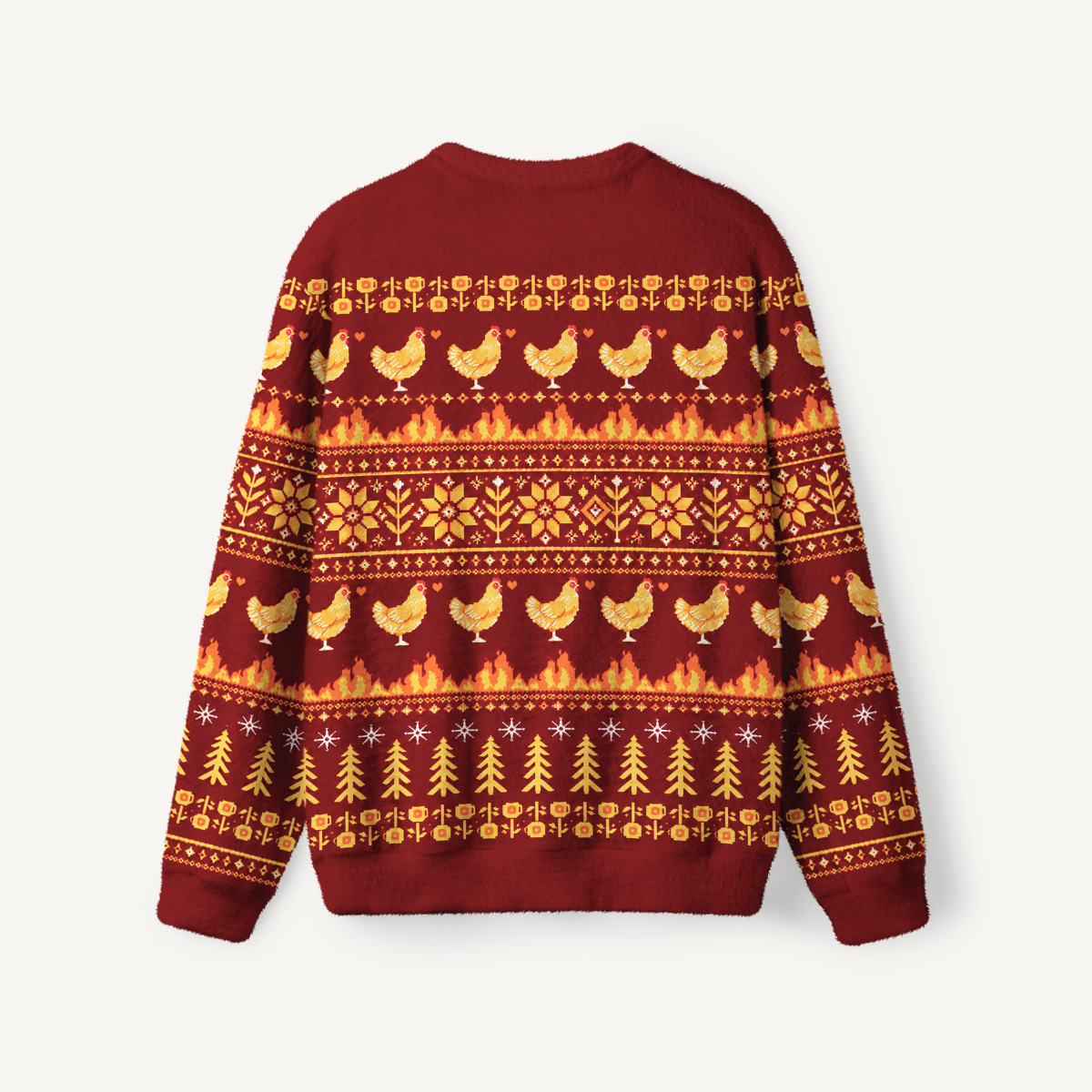 Harvest Farmhouse Chicken Fuzzy Crewneck Sweater