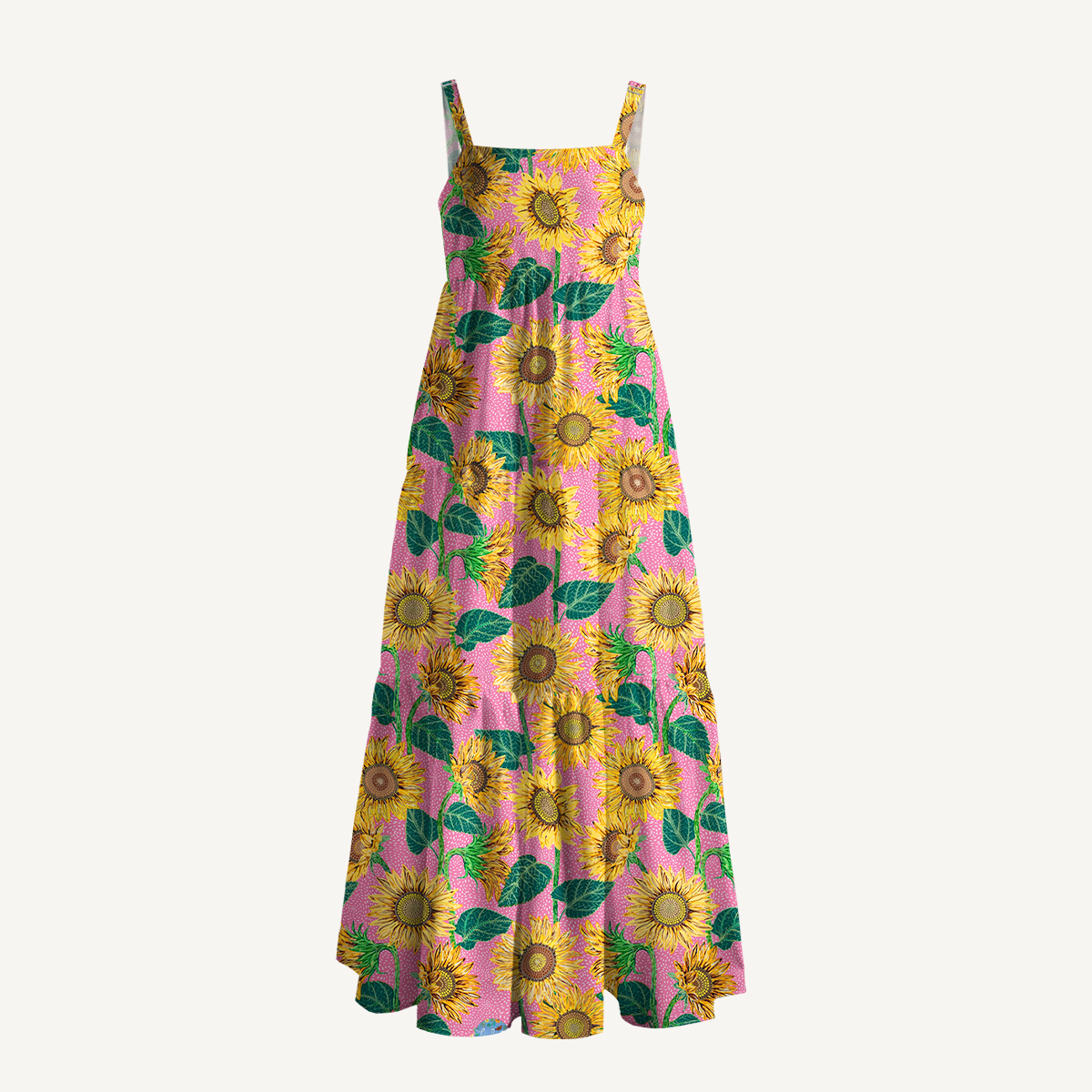 Vibrant Sunflower Floral Print Slip Dress