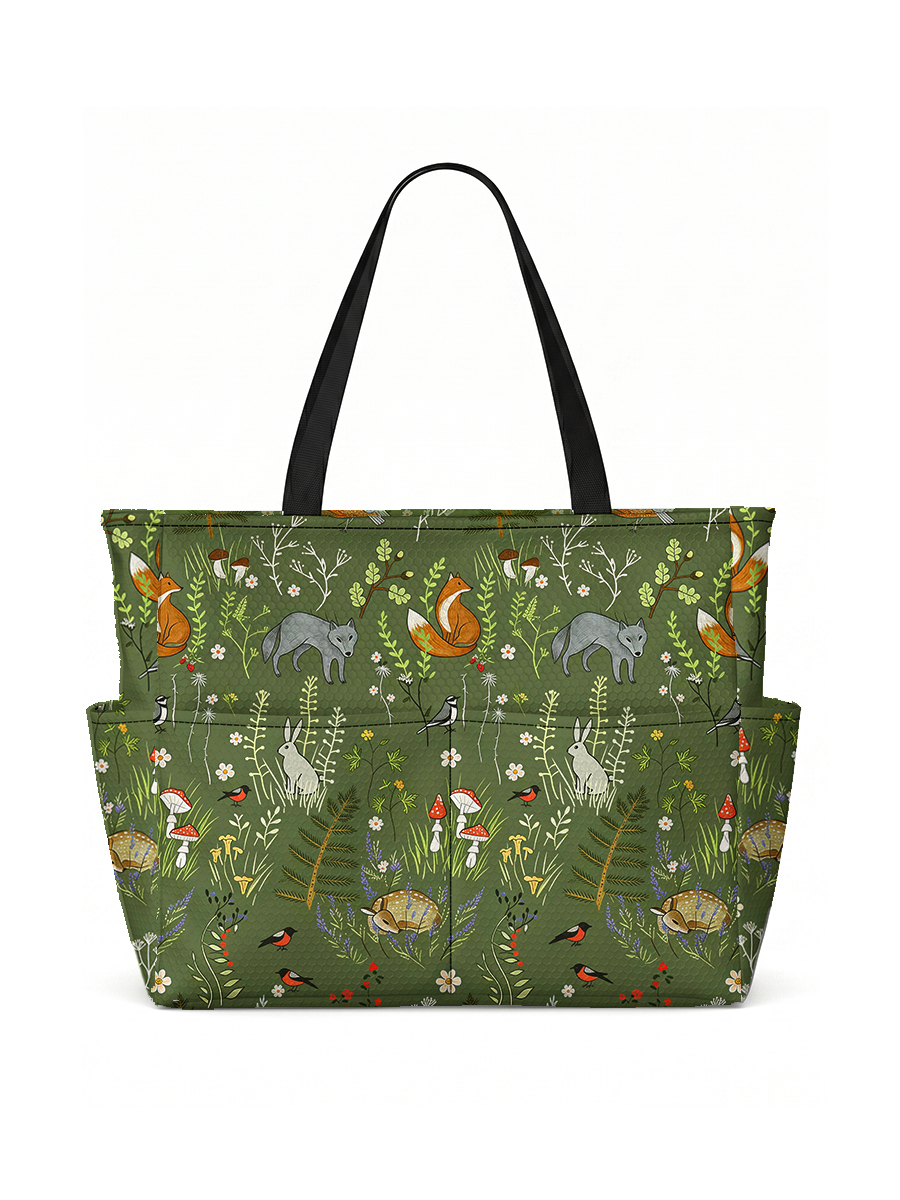 Whimsical Woodland Animals Print Tote Bag