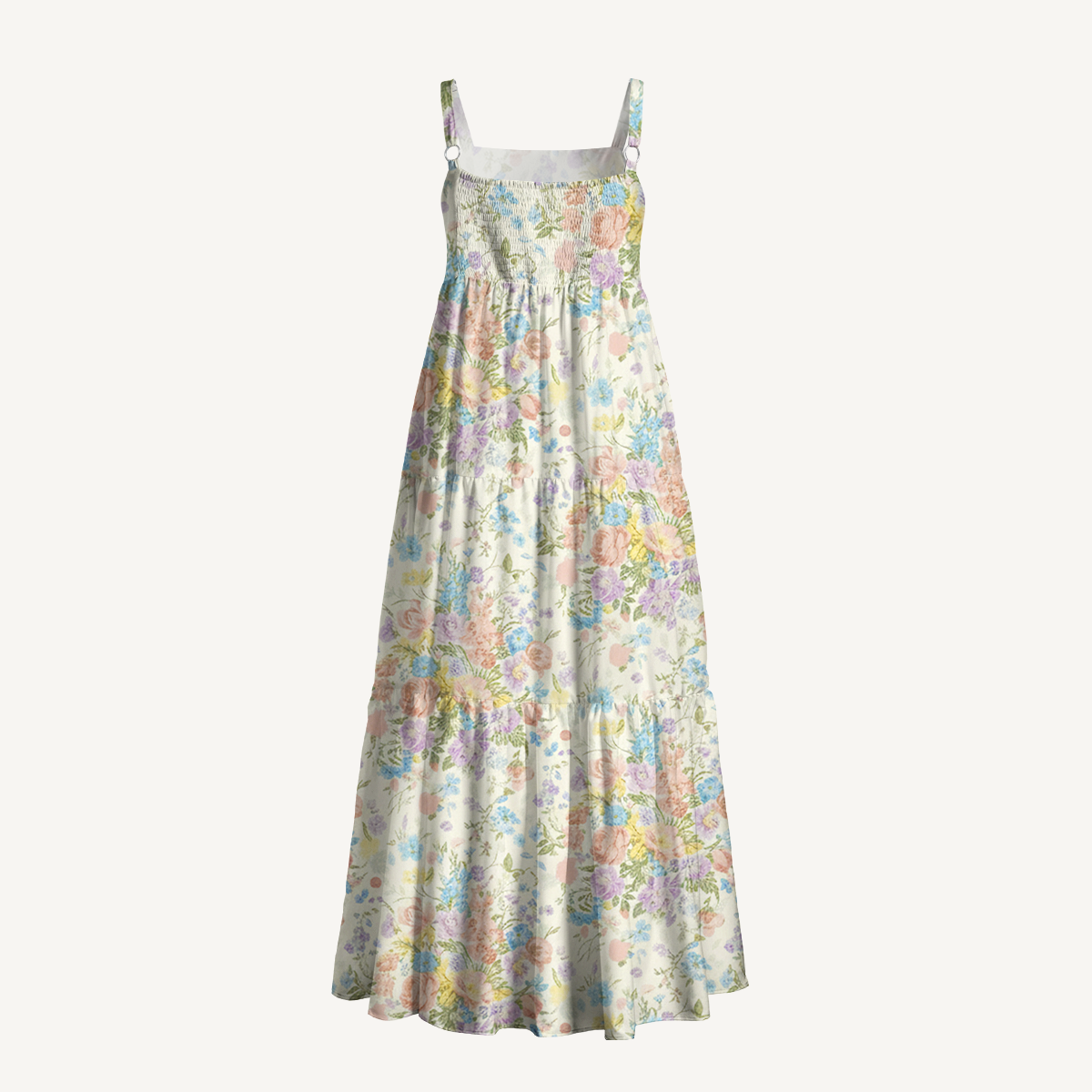 Square Neck Morning Dew Bouquet Print Slip Dress