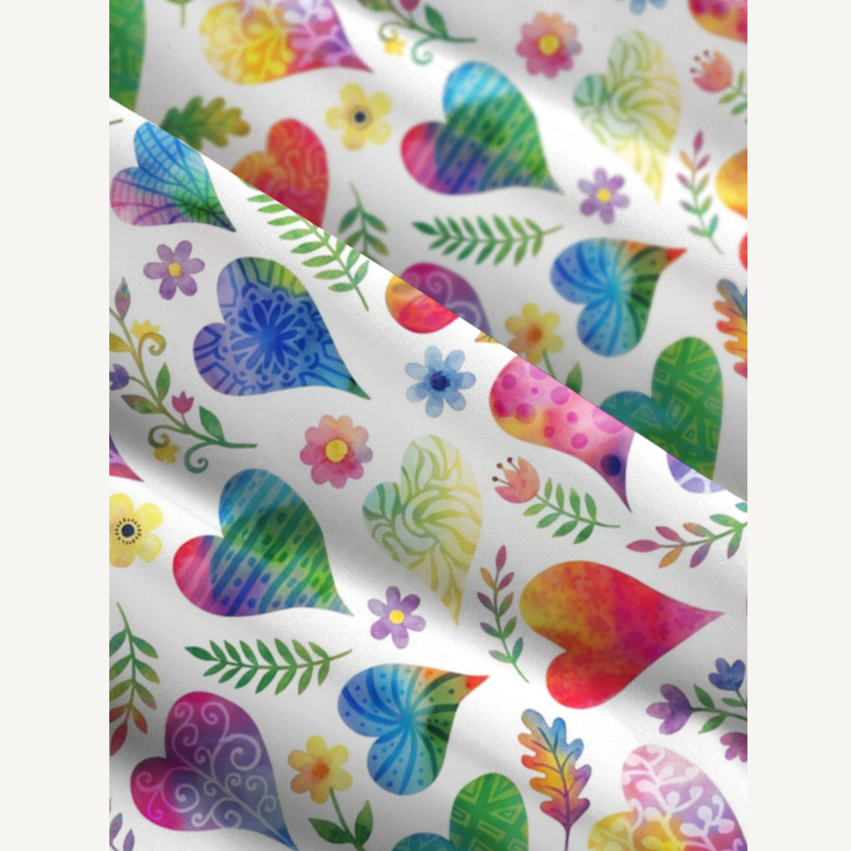 Colorful Doodle Love Pattern Print Quilt Wide Straps Maxi Dress With Pockets