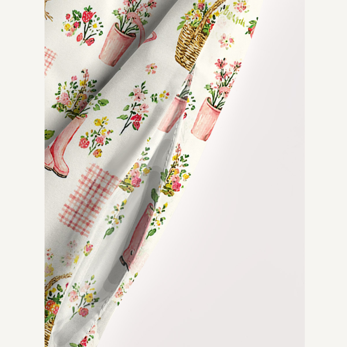 Watercolor Pink Farm Chicken Print Wide Straps Maxi Dress With Pockets