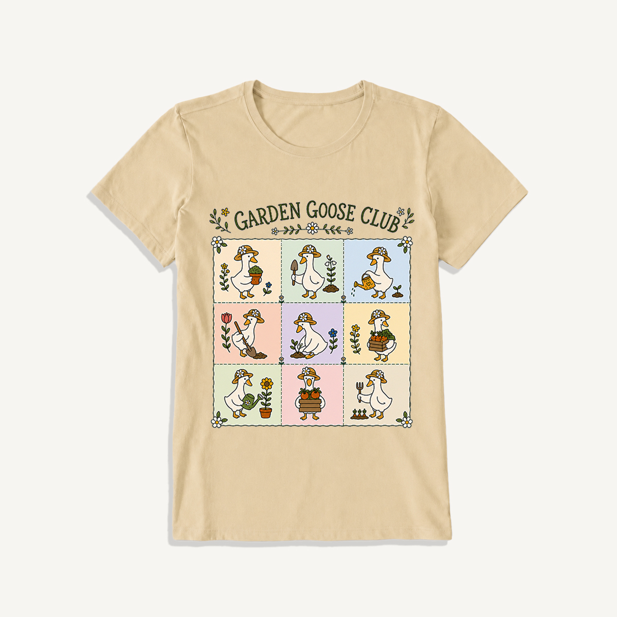 Garden Goose Club Print Crew Neck Cotton Tee