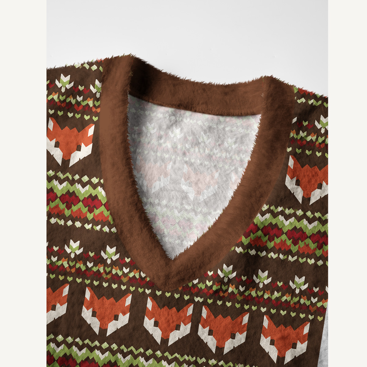  Fuzzy Fawn Spotted Print V-Neck Sweater Vest