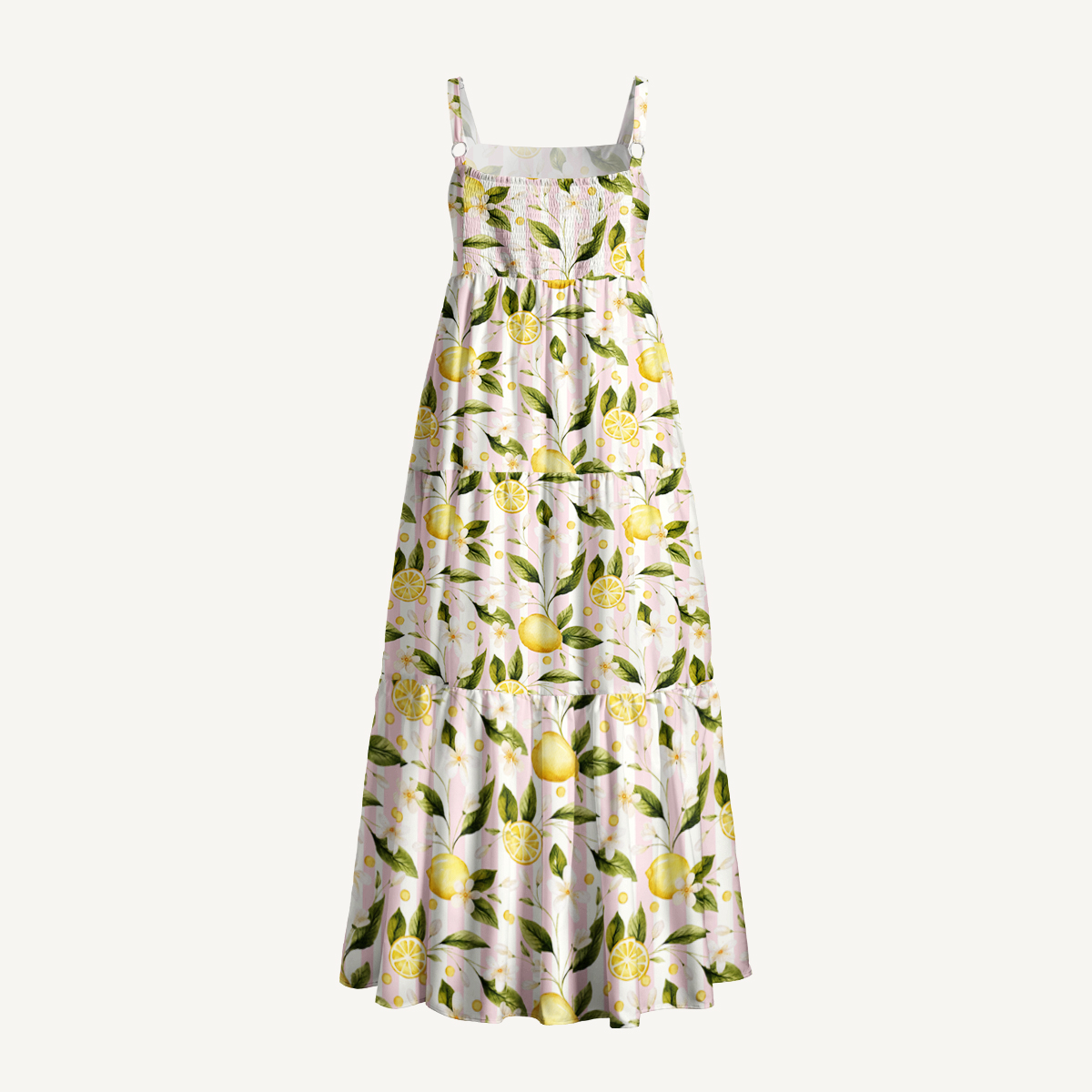 Lemon Grove Sunshine Print Wide Straps Maxi Dress With Pockets