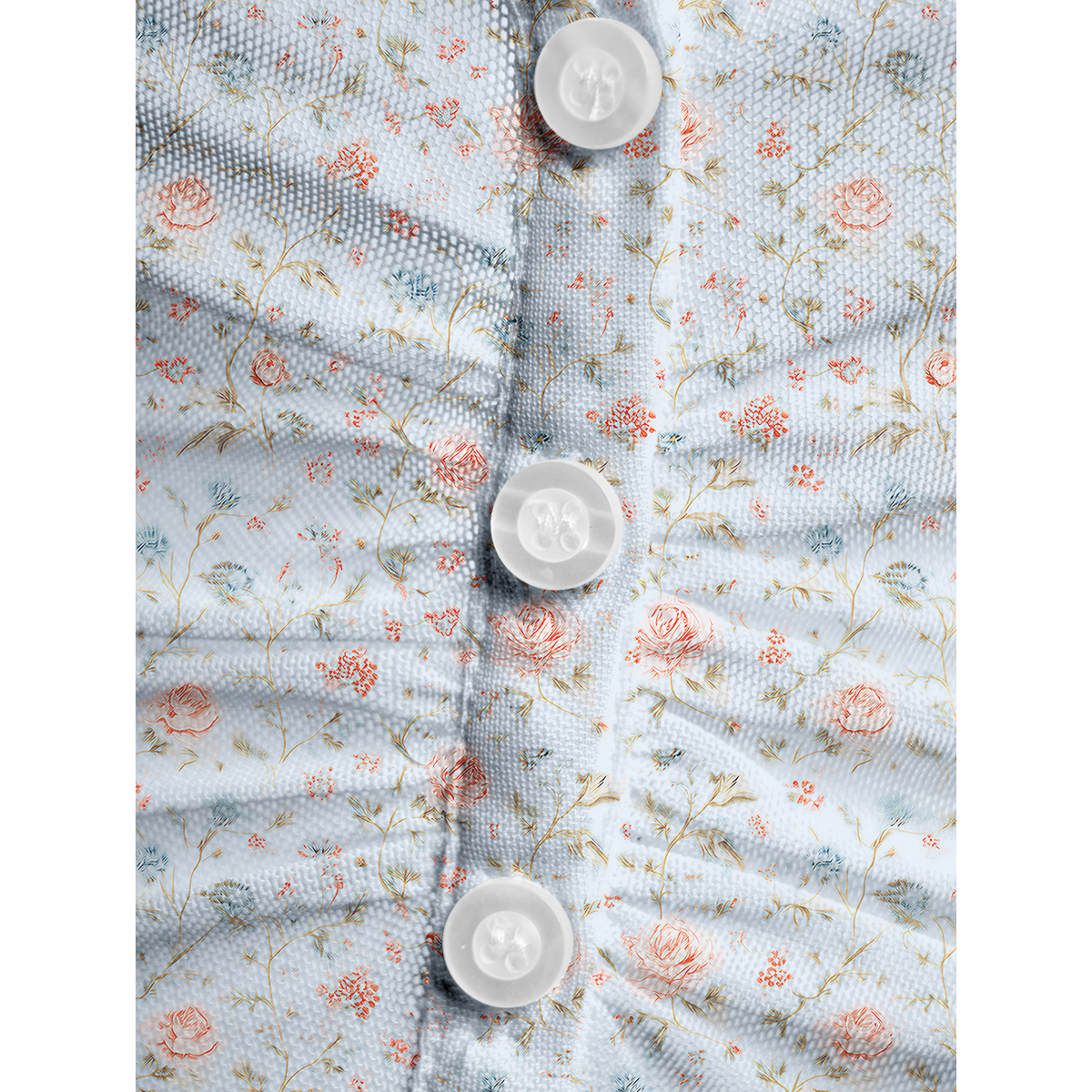 V-Neck Short Sleeve Rosabelle Bloom Print Mesh Top