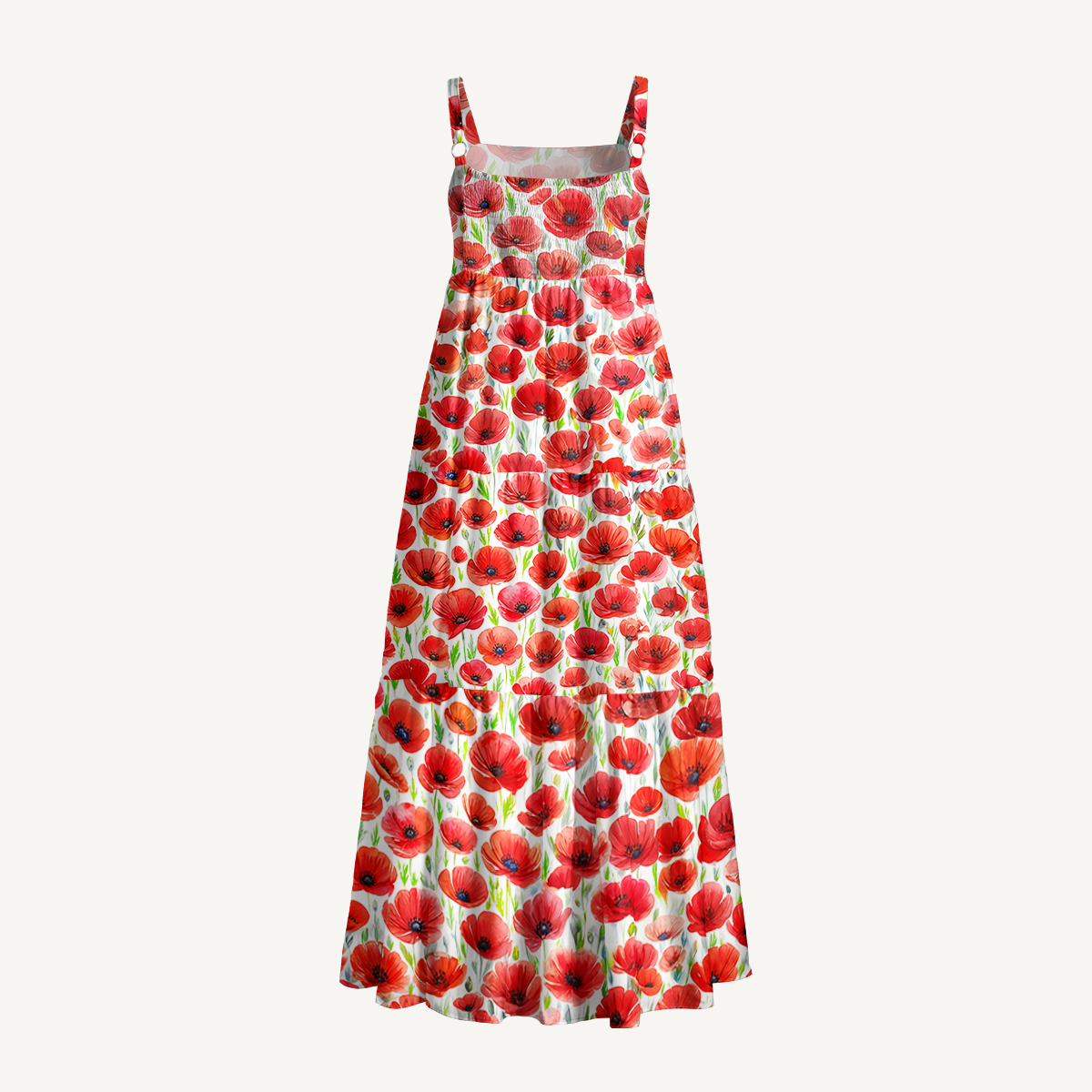 Blooming Stars and Stripes Print Wide Straps Maxi Dress With Pockets