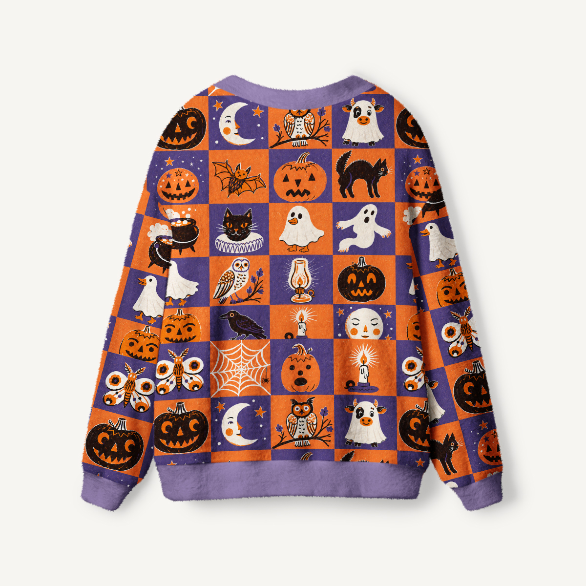 Vintage Halloween Patchwork Print Ugly Cardigan Sweaters