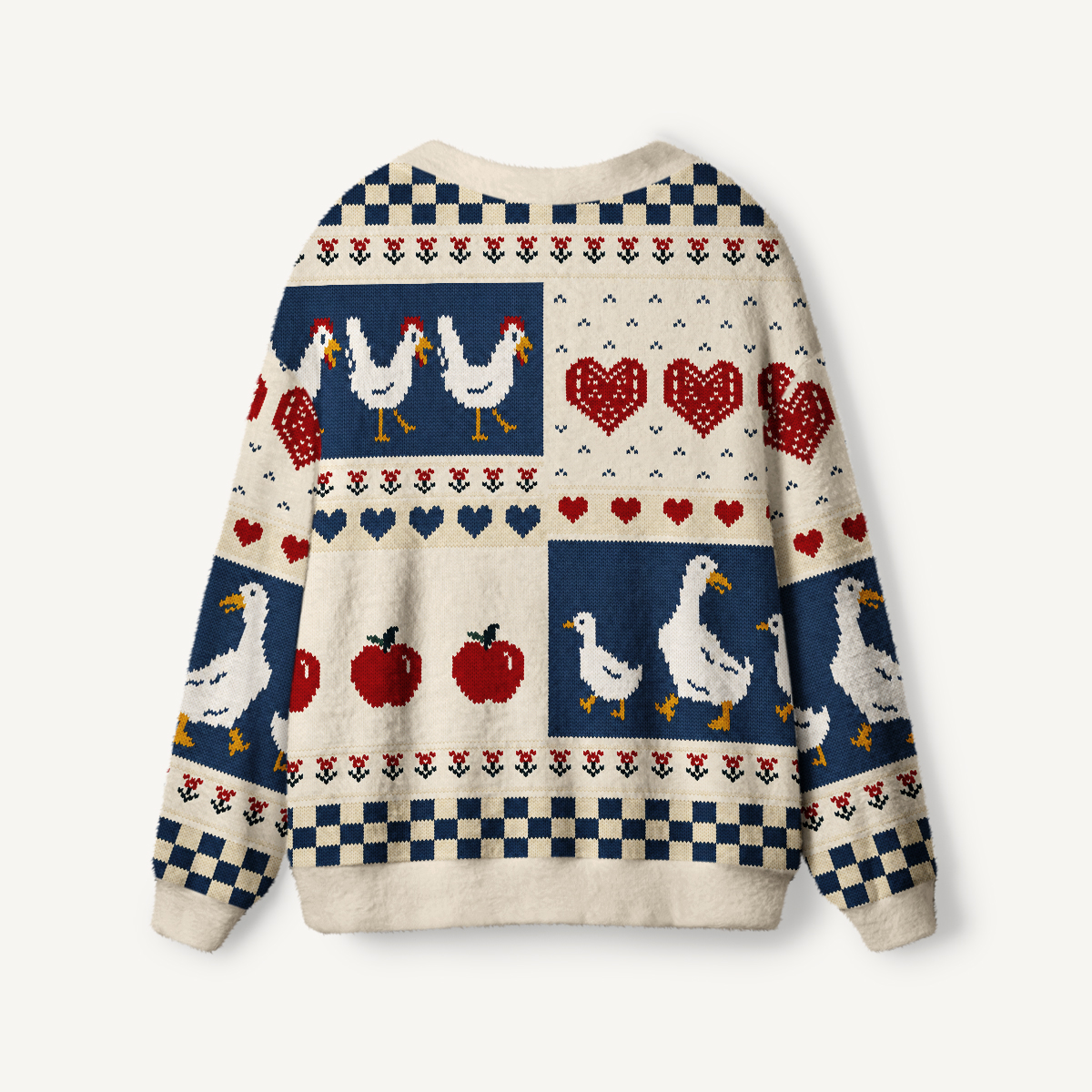 Harvest Geese & Apple Orchard Print Ugly Cardigan Sweaters