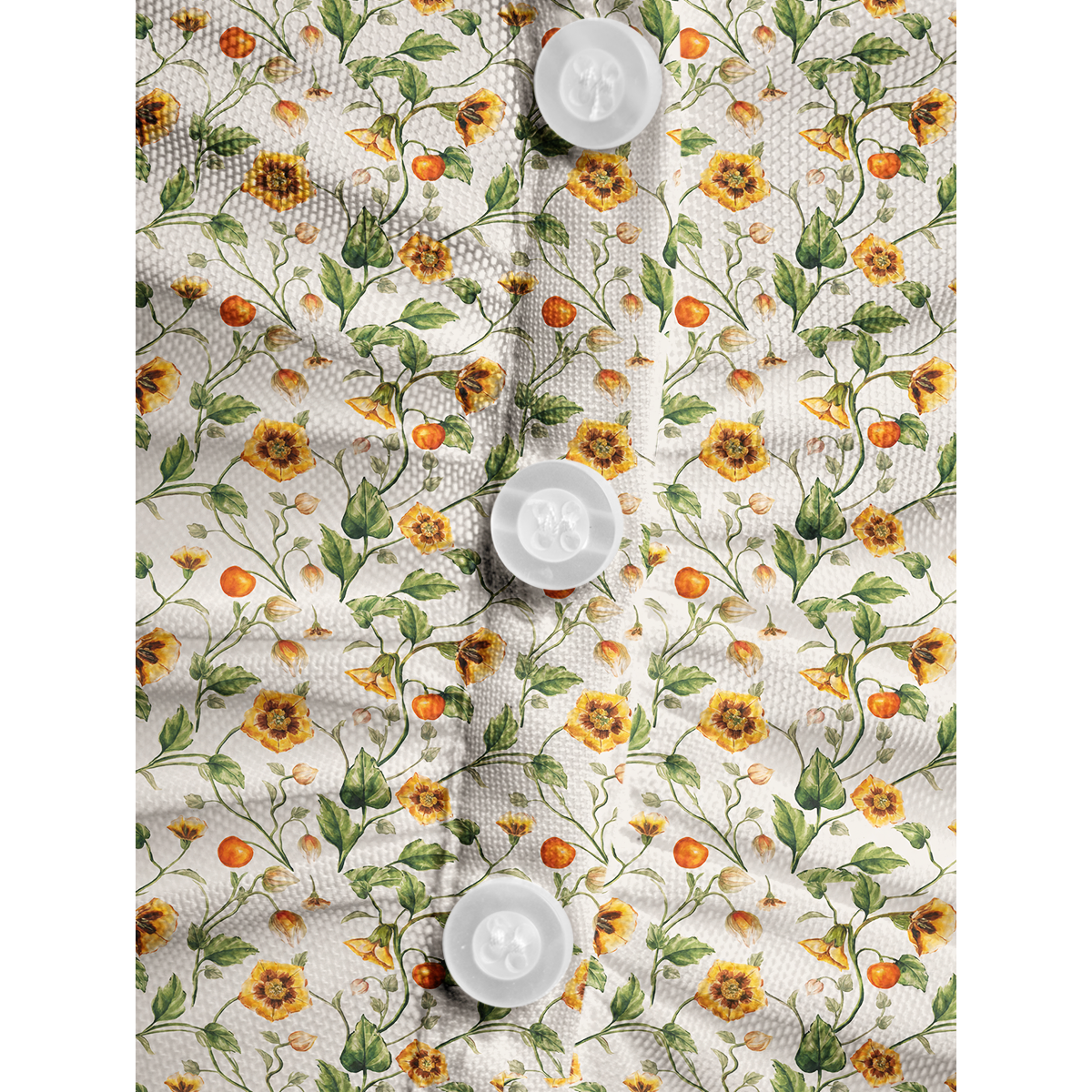 V-Neck Short Sleeve Golden Field Print Mesh Top