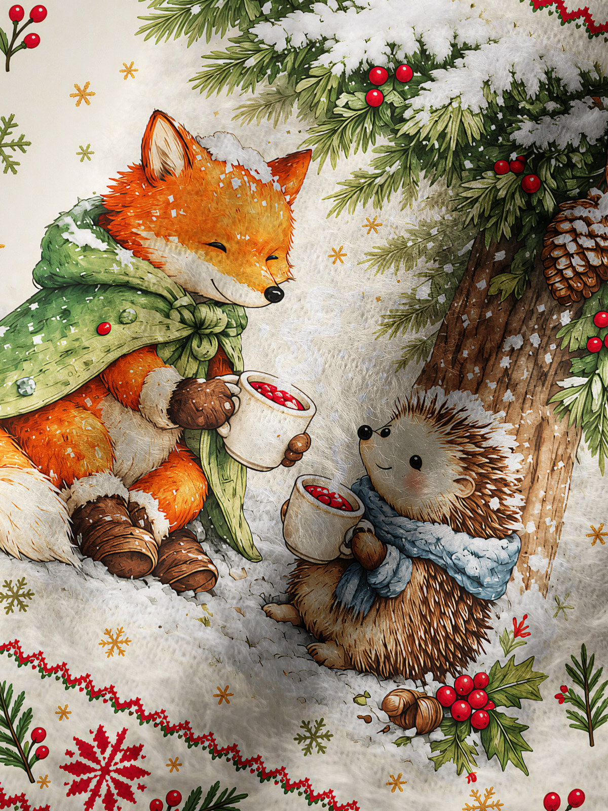 Cozy Winter Fox & Hedgehog Fuzzy Beanie