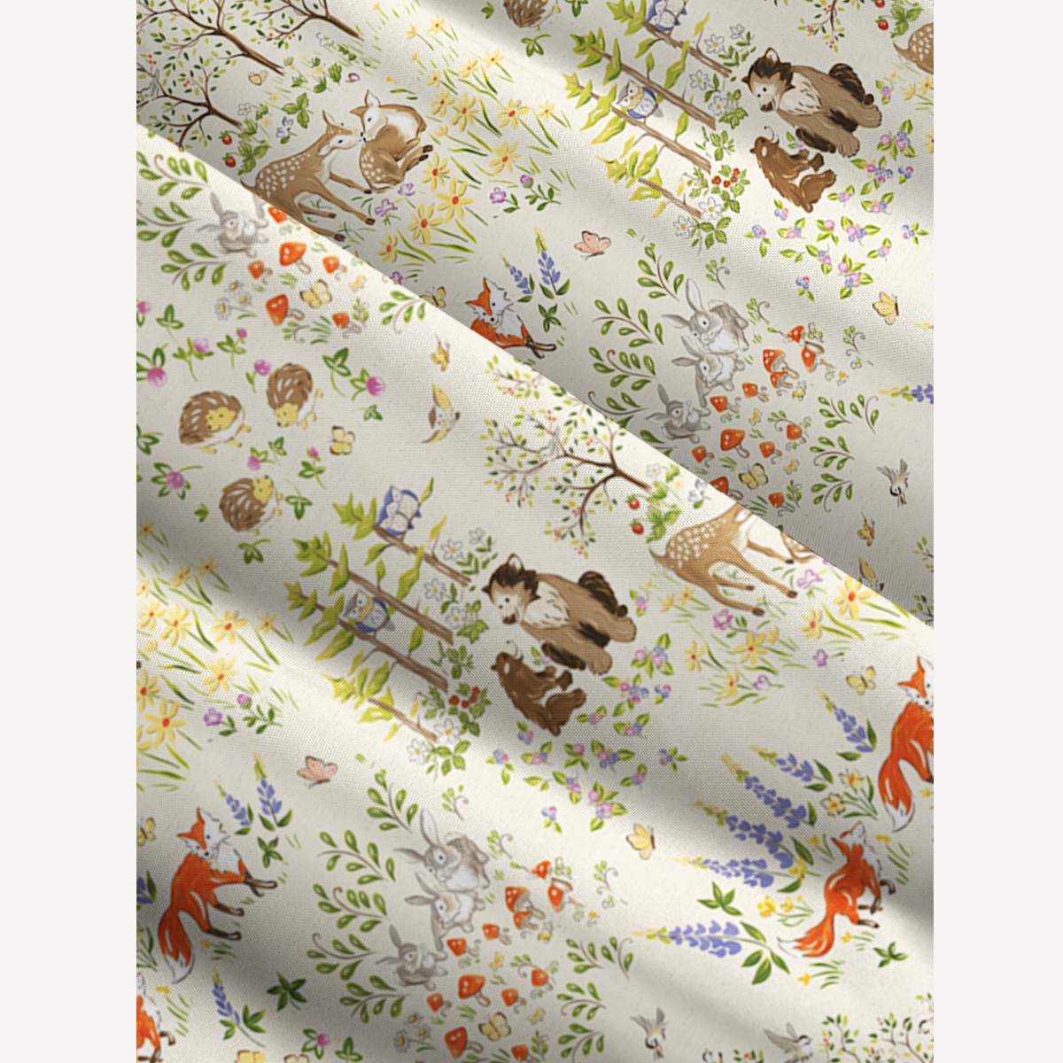Whimsical Forest Animals Print Quilt Wide Straps Maxi Dress With Pockets