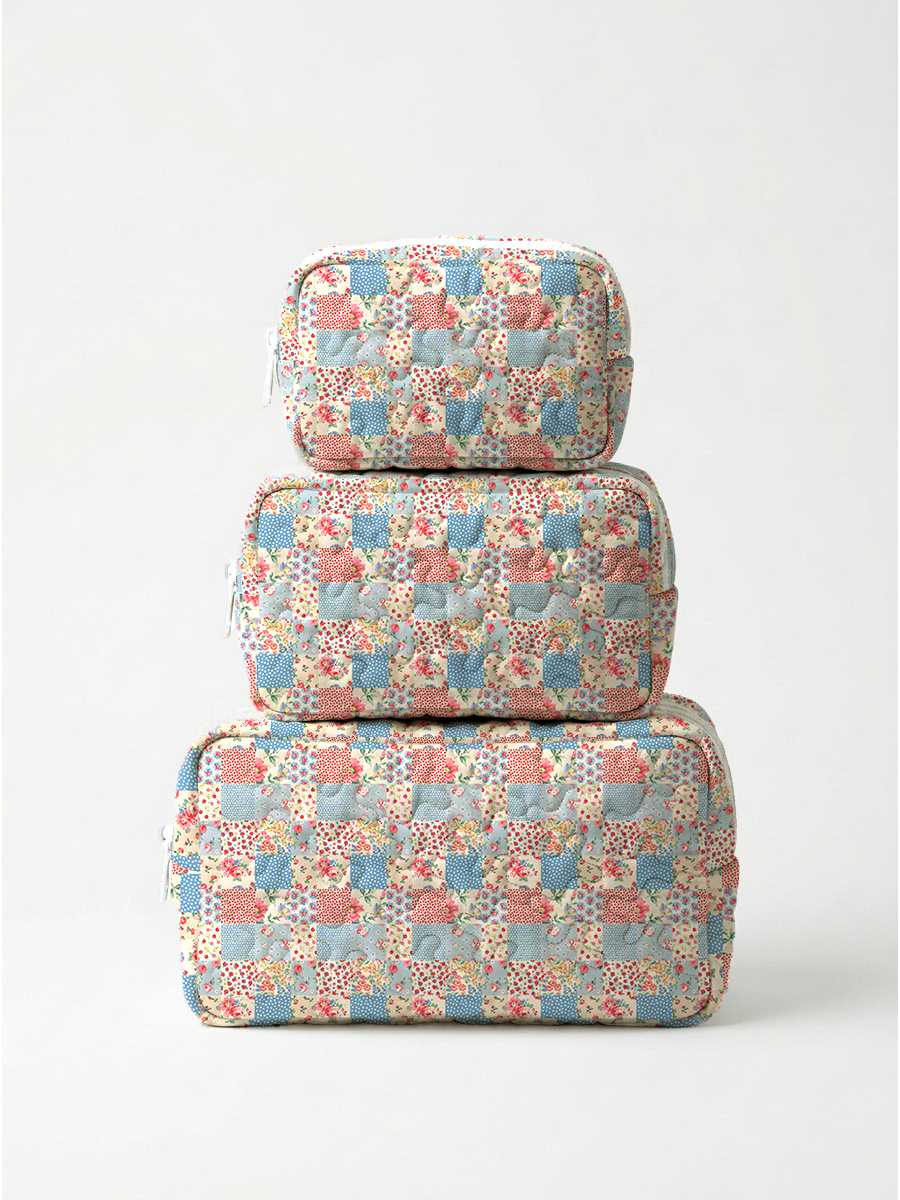 Print Cloud Quilted Cosmetic Pouch