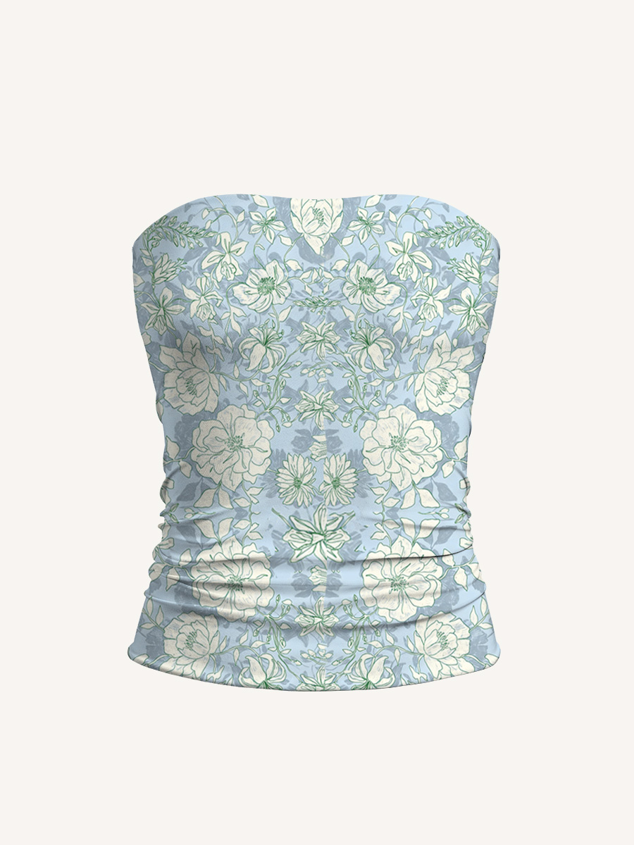 Mist Floral Print Boho Bandeau Headband