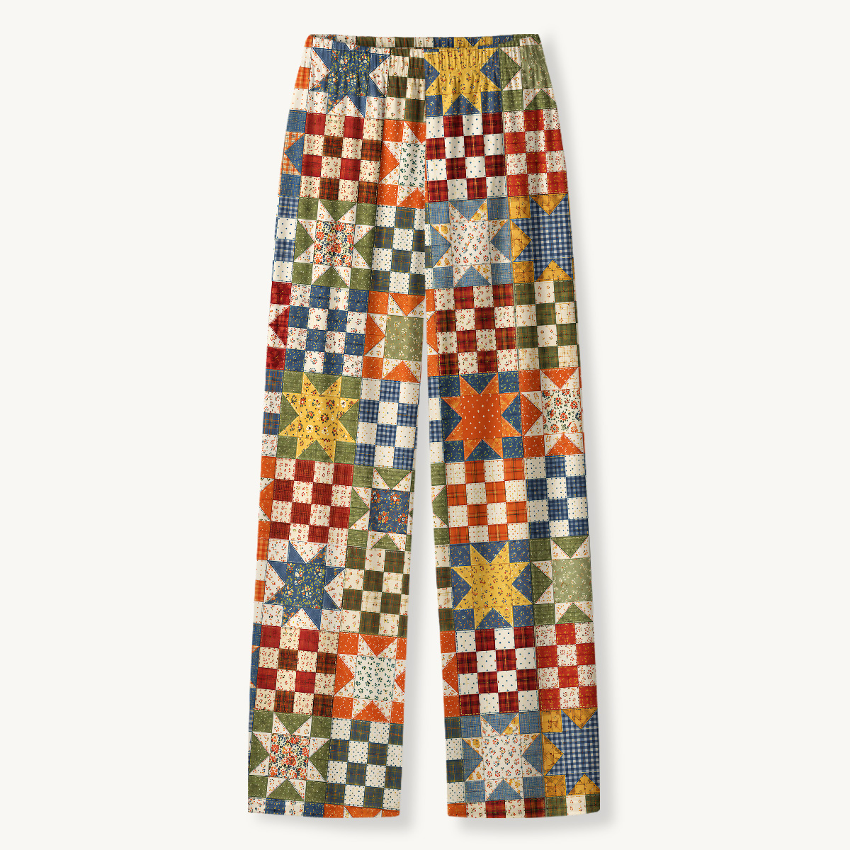 Vintage Star Quilt Patchwork Long Pajama Set 