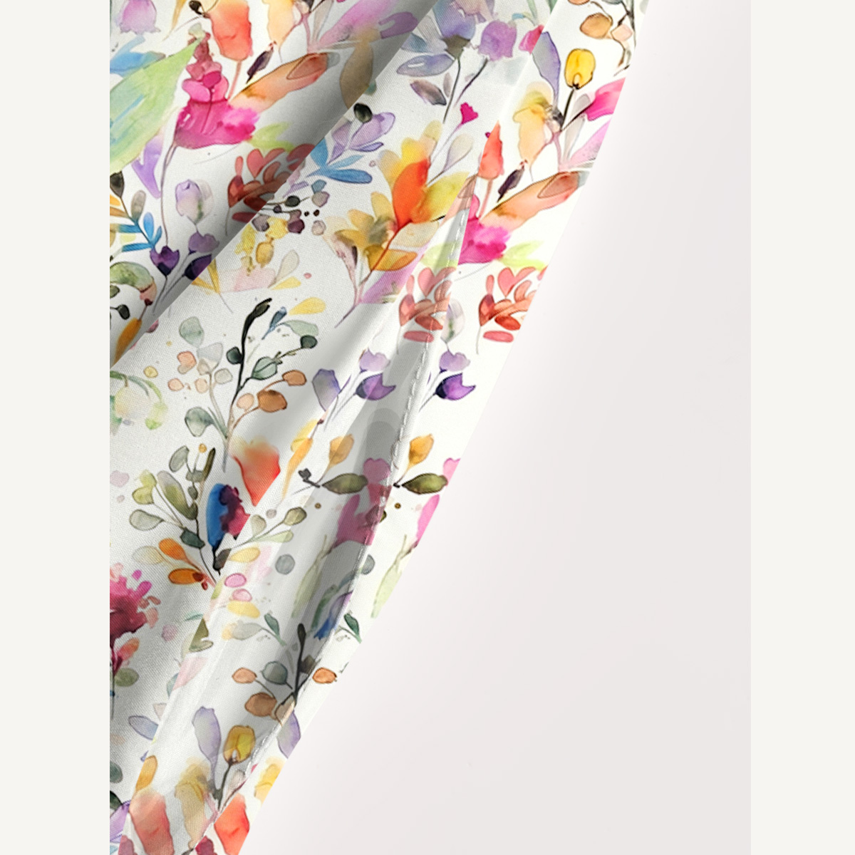Watercolor Wildflower Garden Print Quilt Wide Straps Maxi Dress With Pockets