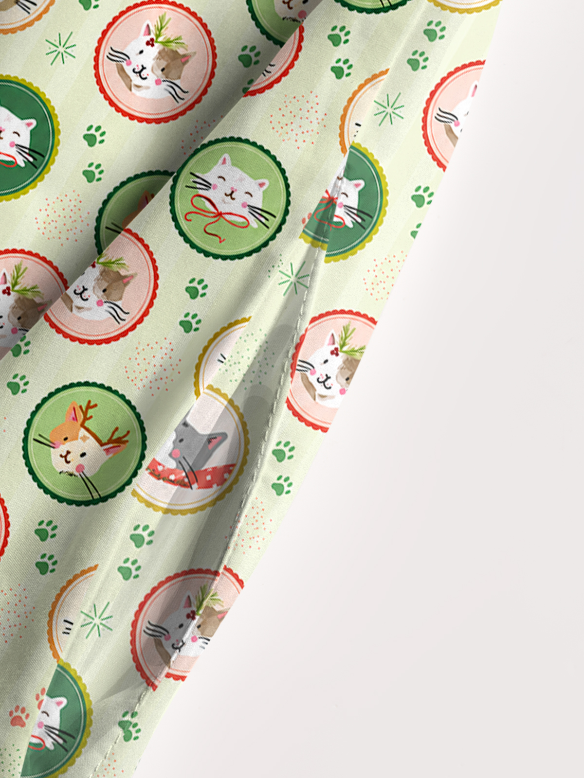 Christmas Kitty Medallions Print Wide Straps Maxi Dress With Pockets