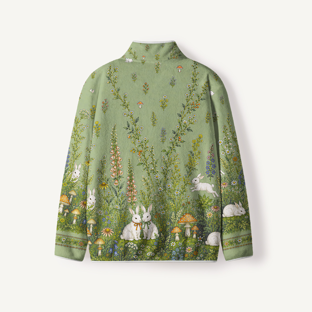 Bunny Meadow Garden Print Fleece Jacket