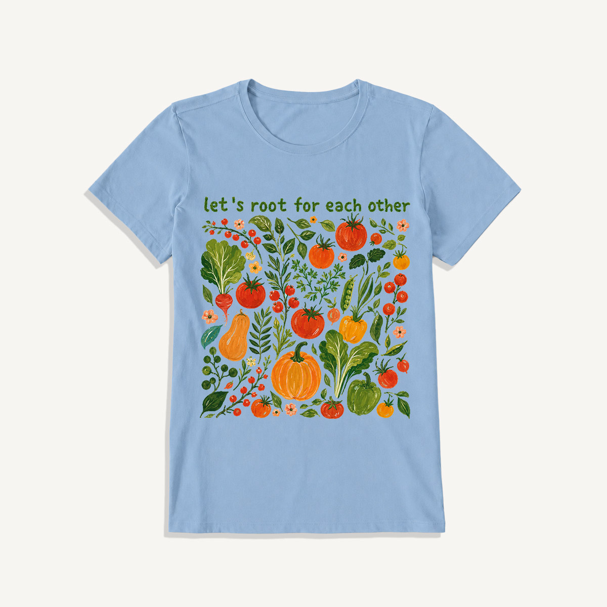 Root for Each Other Garden Print Crew Neck Cotton Tee