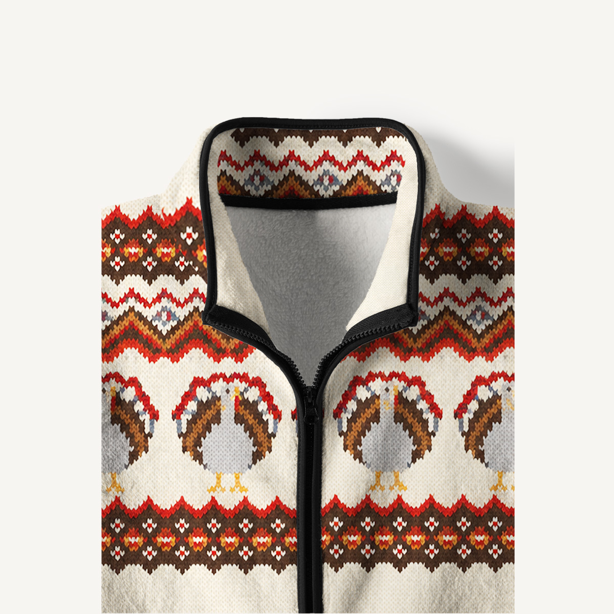 Autumn Harvest Turkey Print Fleece Jacket