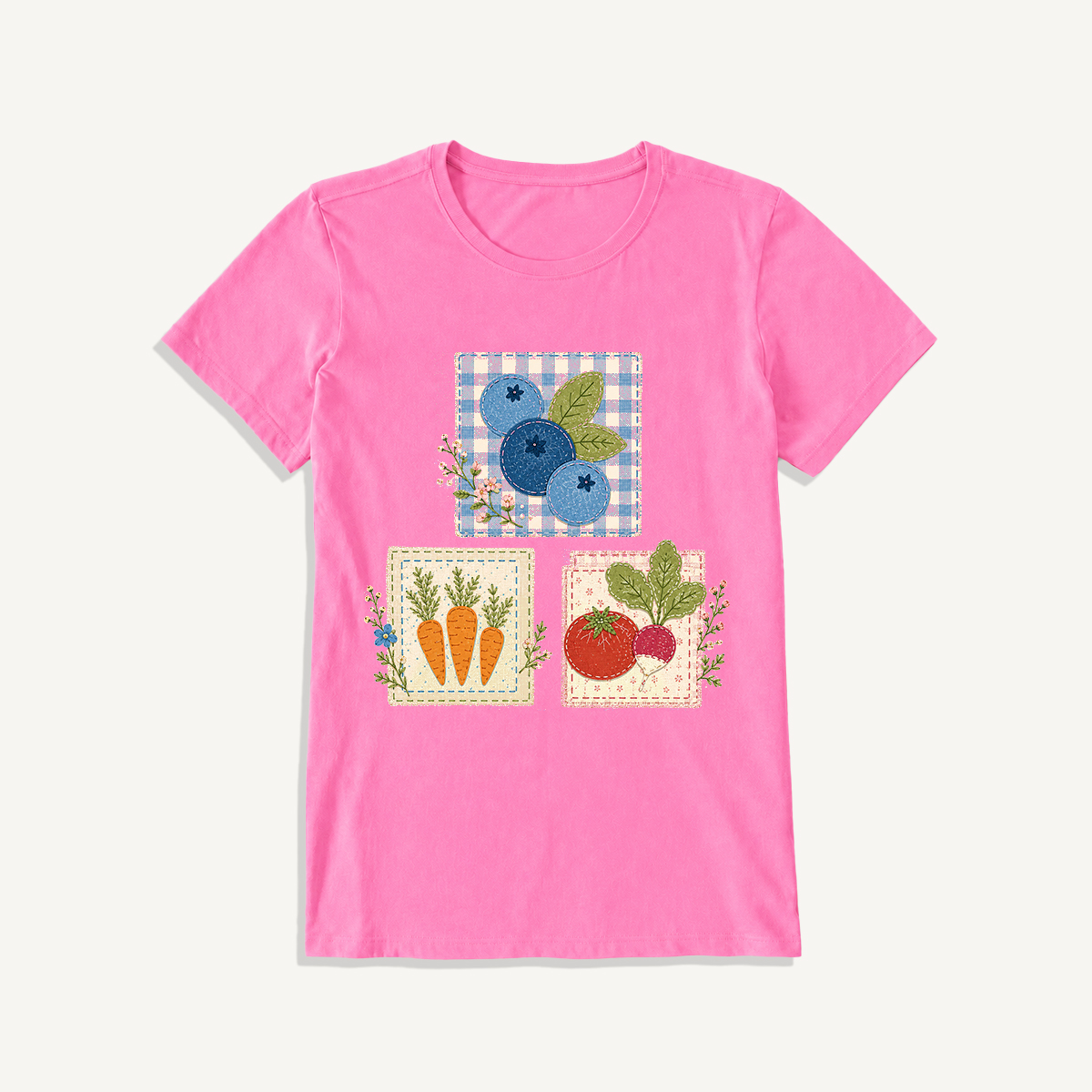 Cottage Garden Harvest Print Crew Neck Cotton Tee