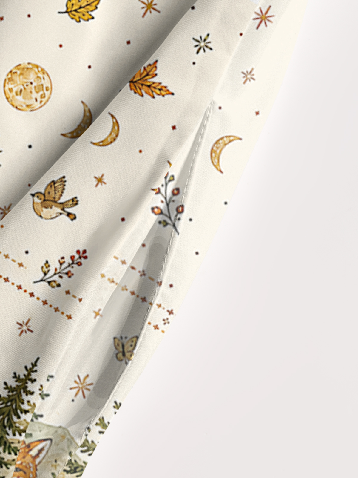 Moonlit Woodland Foxes Print Wide Straps Maxi Dress With Pockets