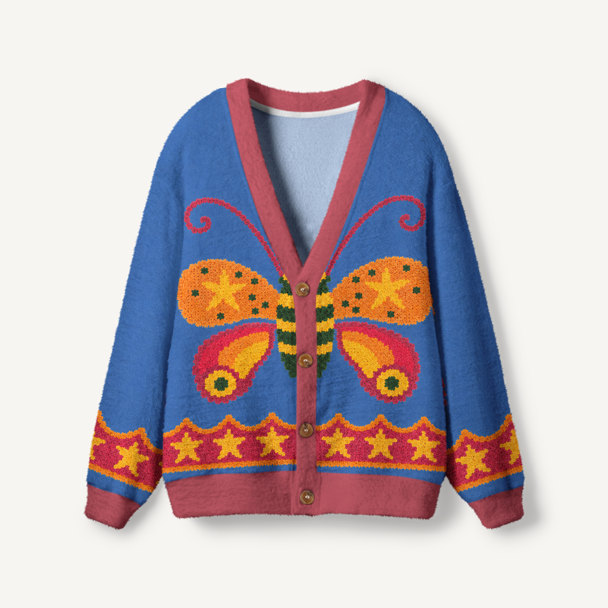 Starlit Butterfly Bloom Print Ugly Cardigan Sweaters