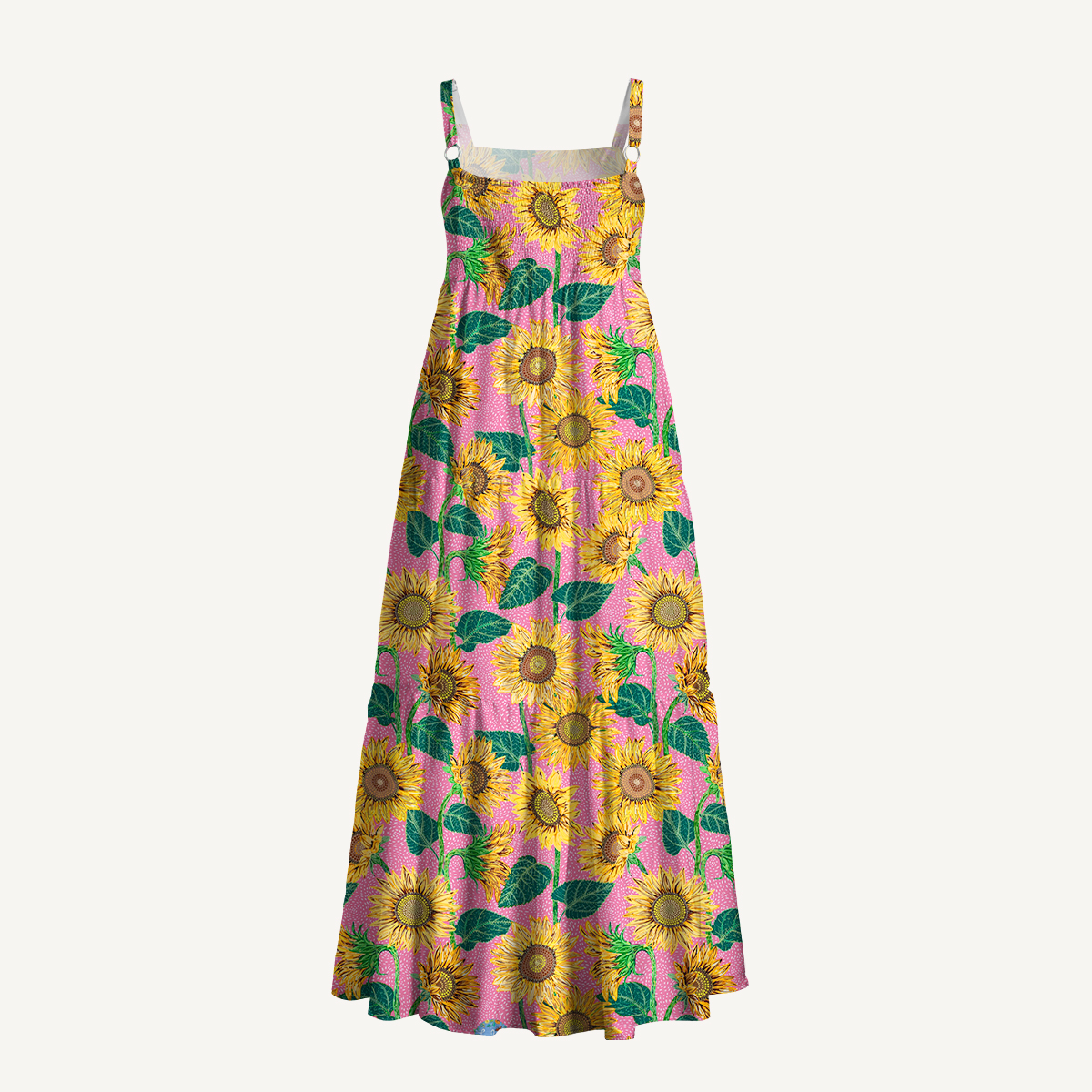 Vibrant Sunflower Floral Print Slip Dress