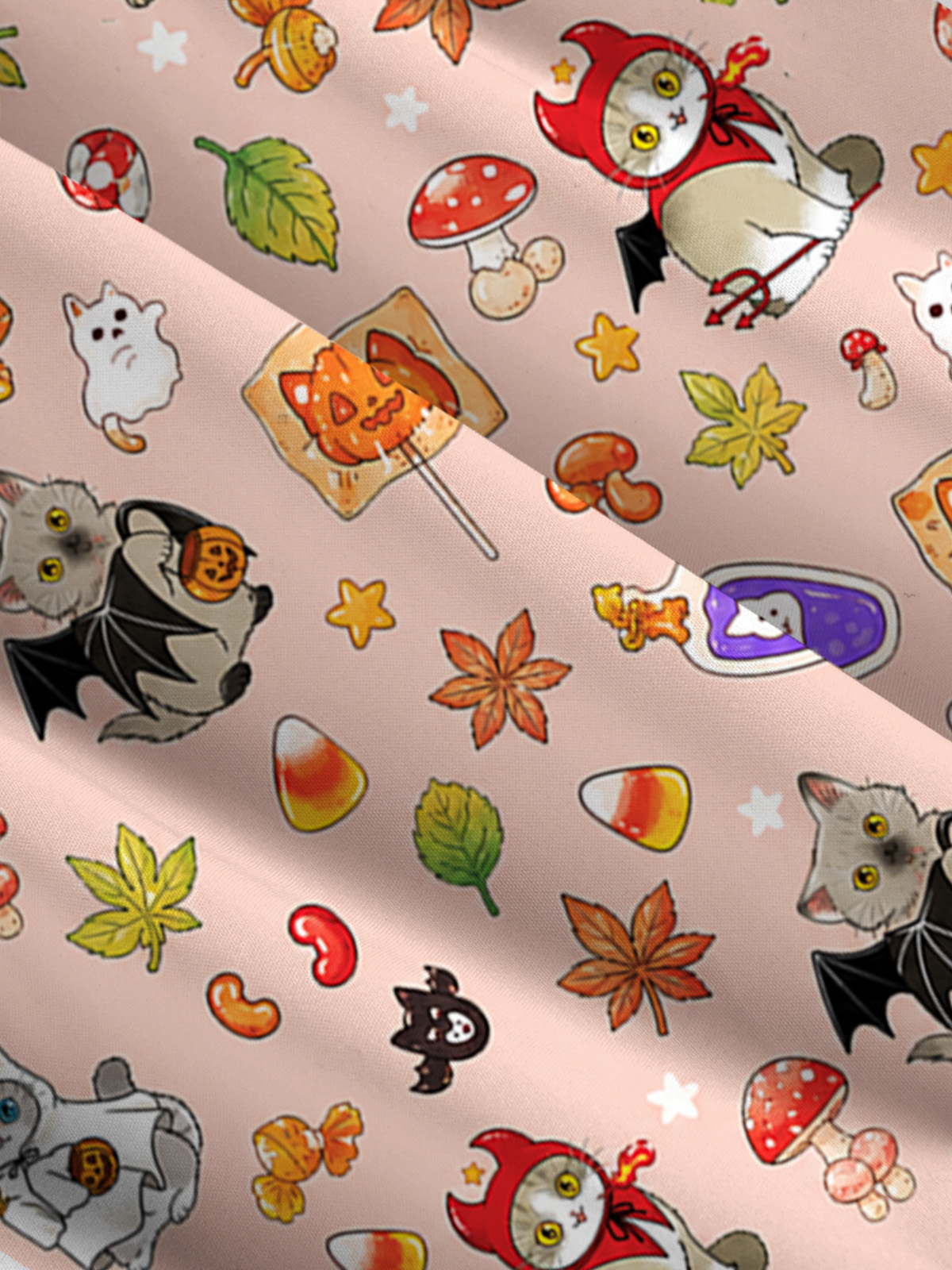 Autumn Forest Critter Halloween Print Wide Straps Maxi Dress With Pockets