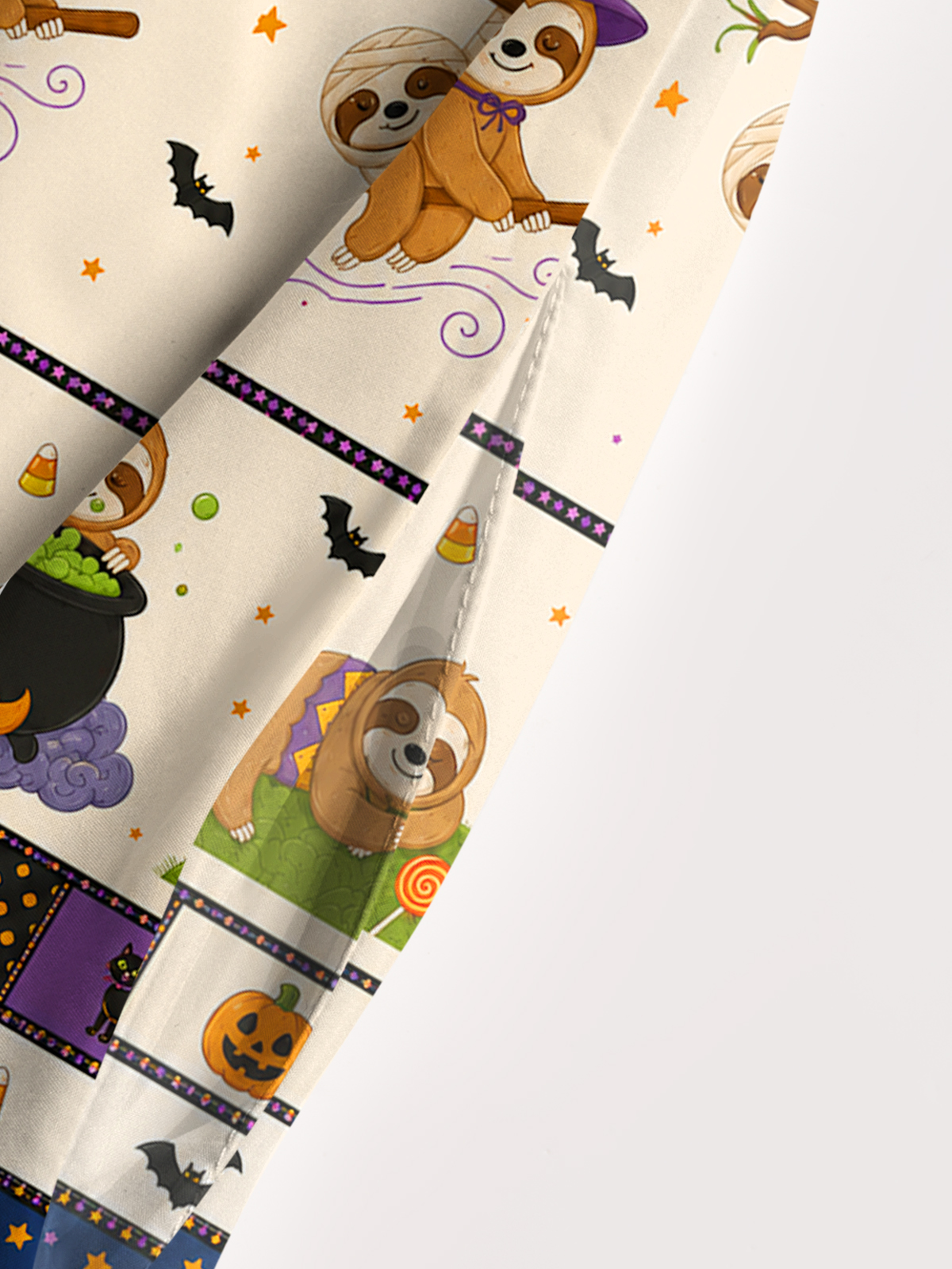 Spooky Sloth Patchwork Print Wide Straps Maxi Dress With Pockets