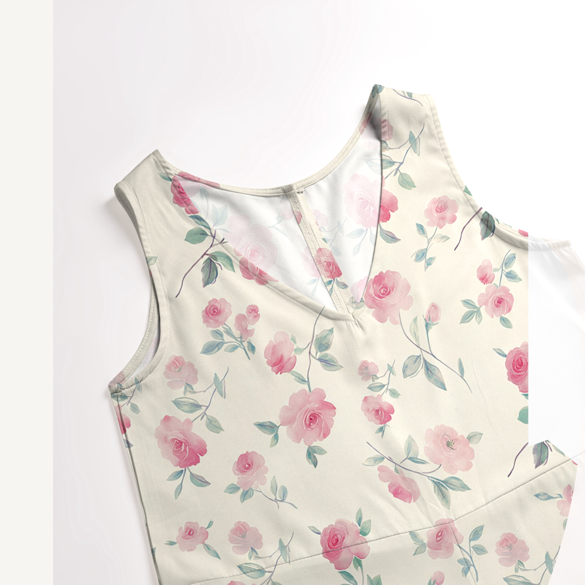 V-Neck Blush Rose Boho Jumpsuit with Pockets for Women