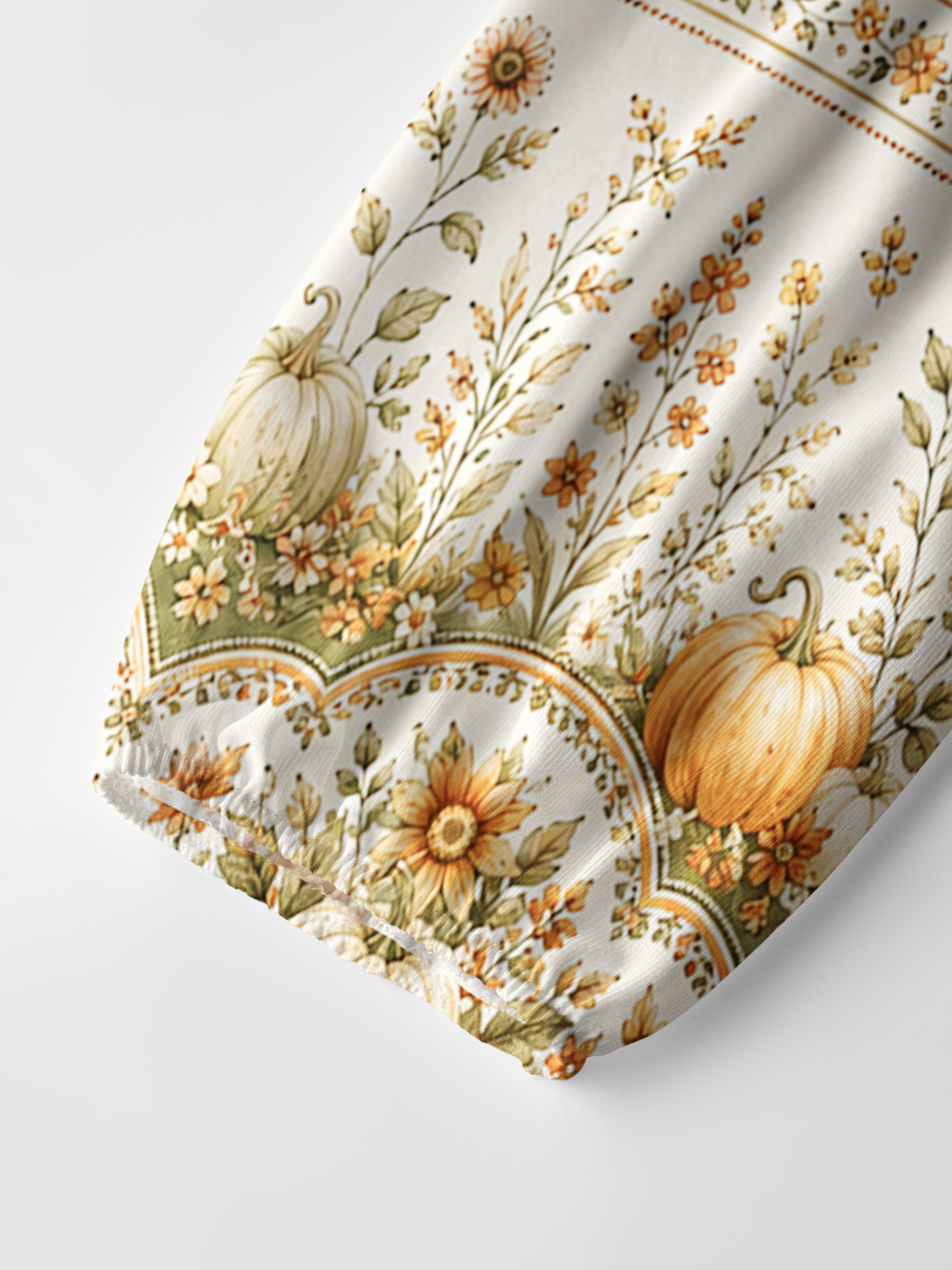 Autumn Pumpkin Patch Highland Cow Print Boho Long Sleeve Tie‑Neck Blouse