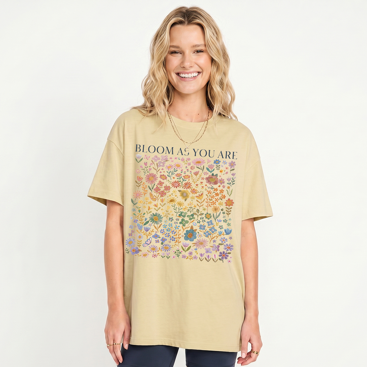 Bloom AS You Are Print Crew Neck Cotton Tee