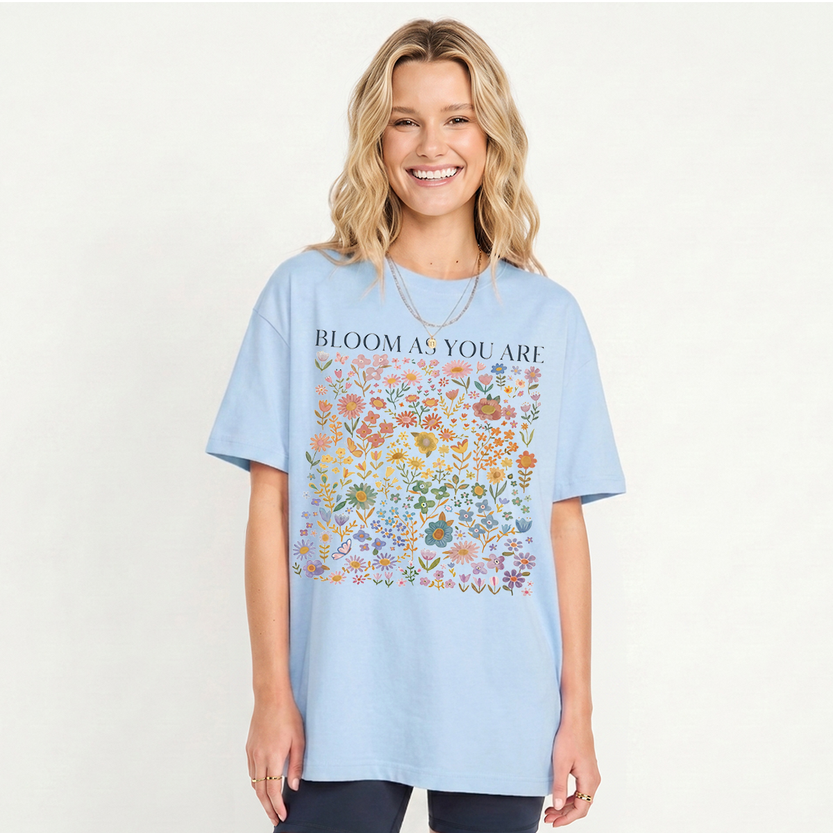 Bloom AS You Are Print Crew Neck Cotton Tee