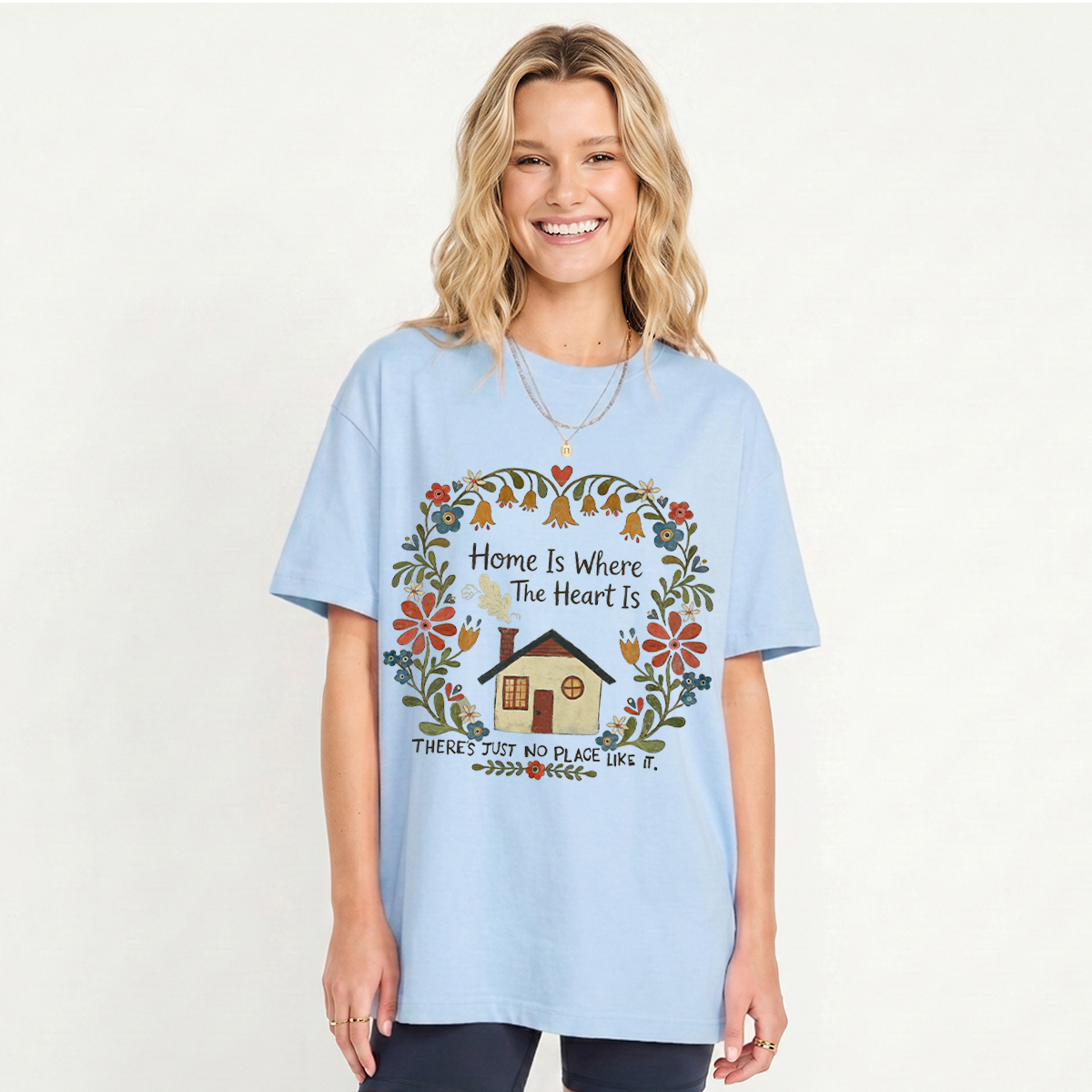 Home Is Where The Heart Is Print Crew Neck T-Shirt
