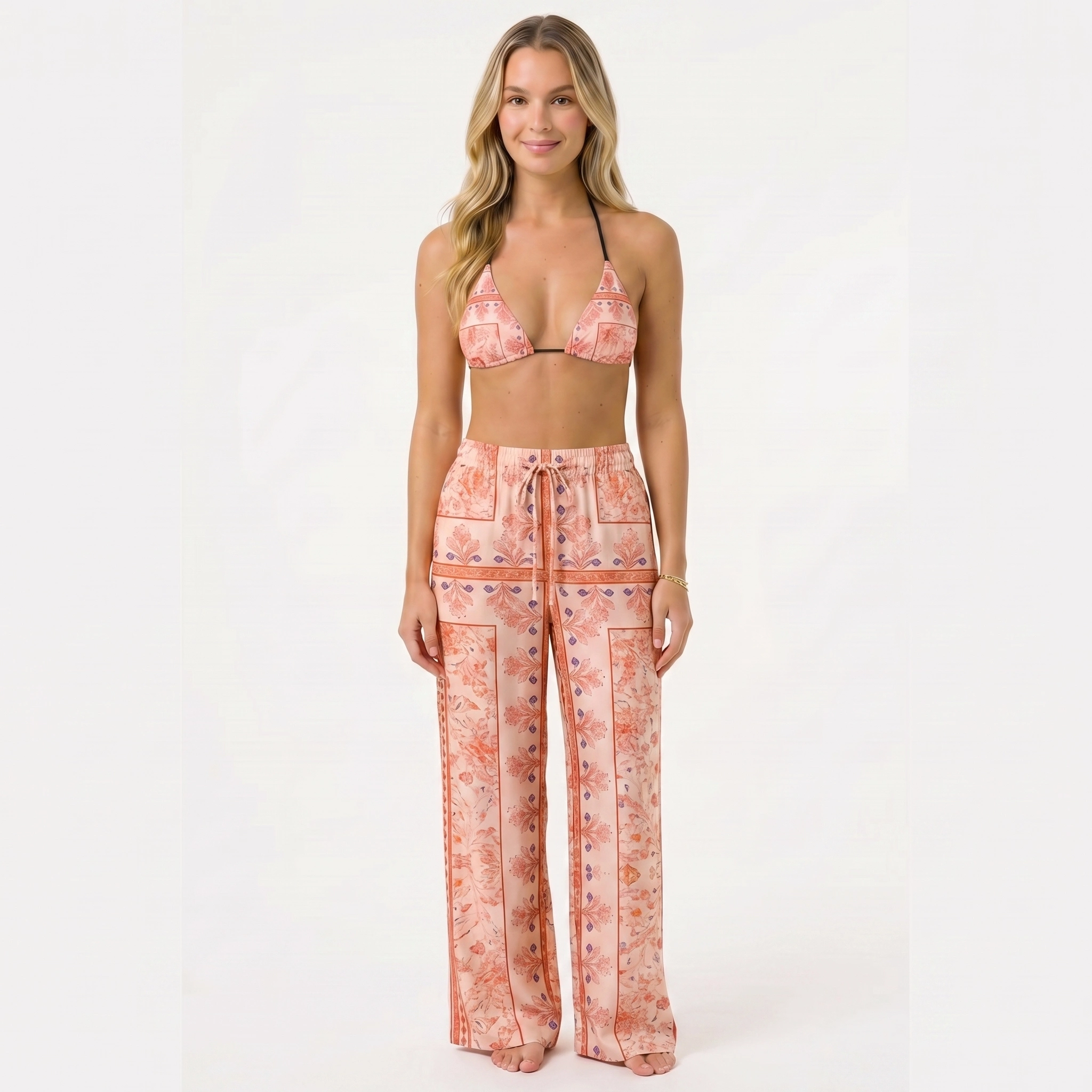 Dahlia Tie Side Bikini Set with Matching Pants