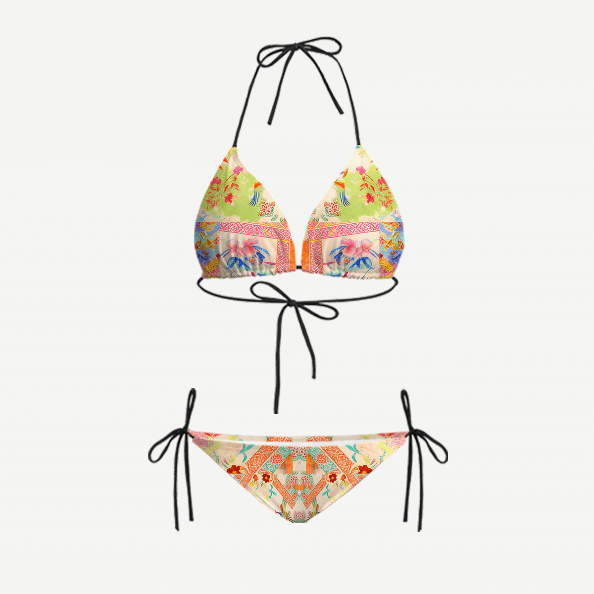 Vivid Lily Tie Side Bikini Set with Matching Pants