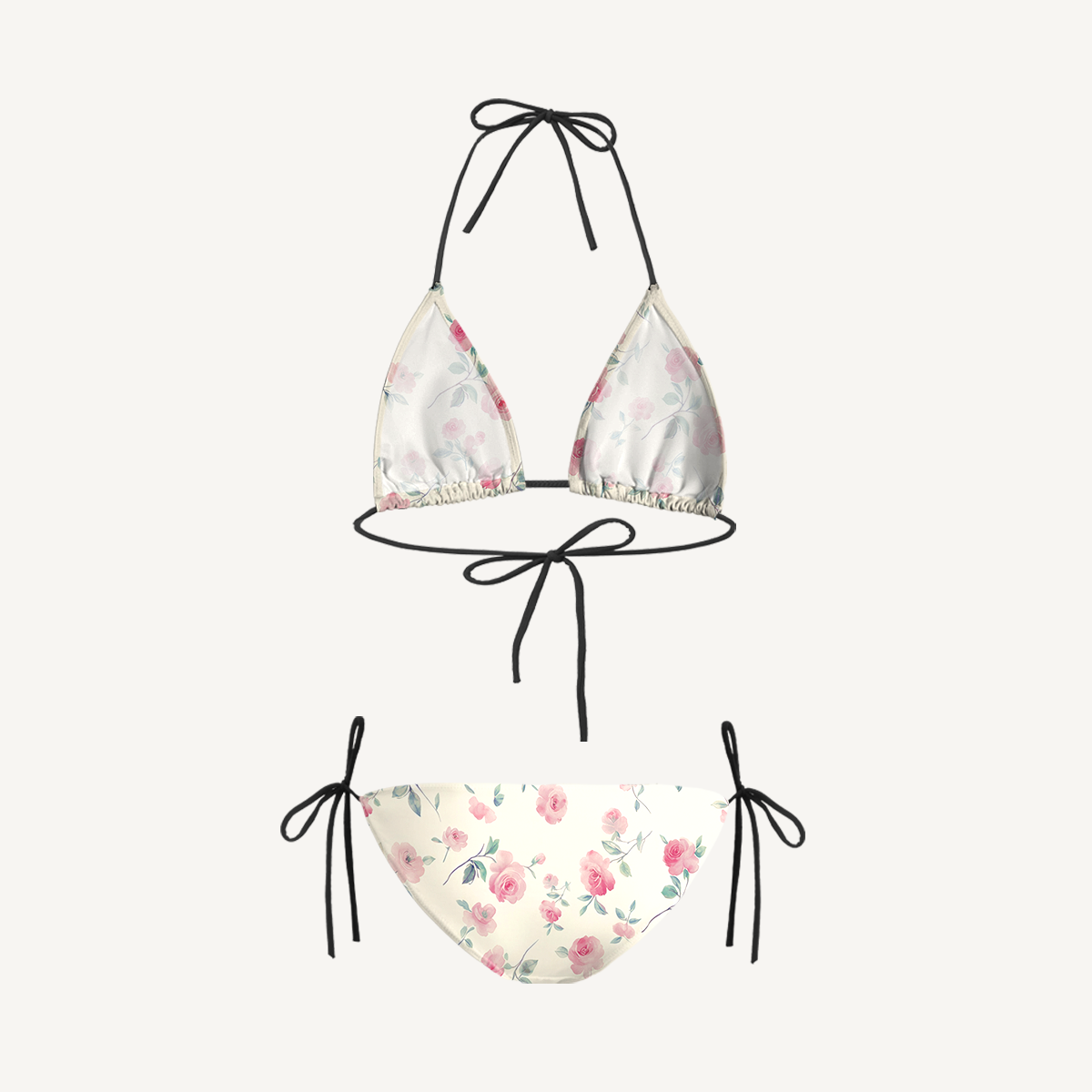 Blush Rose Tie Side Bikini Set with Matching Pants