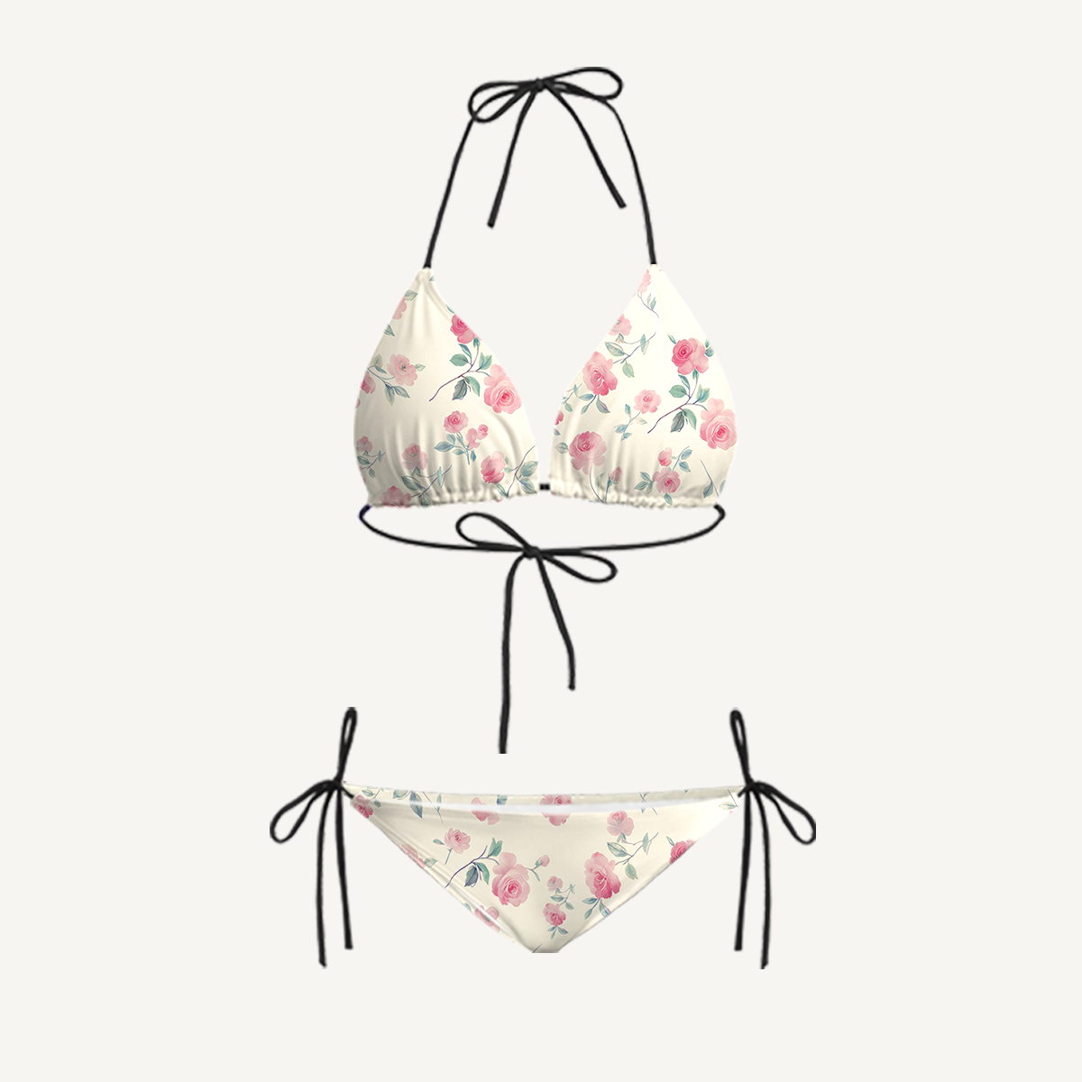 Blush Rose Tie Side Bikini Set with Matching Pants
