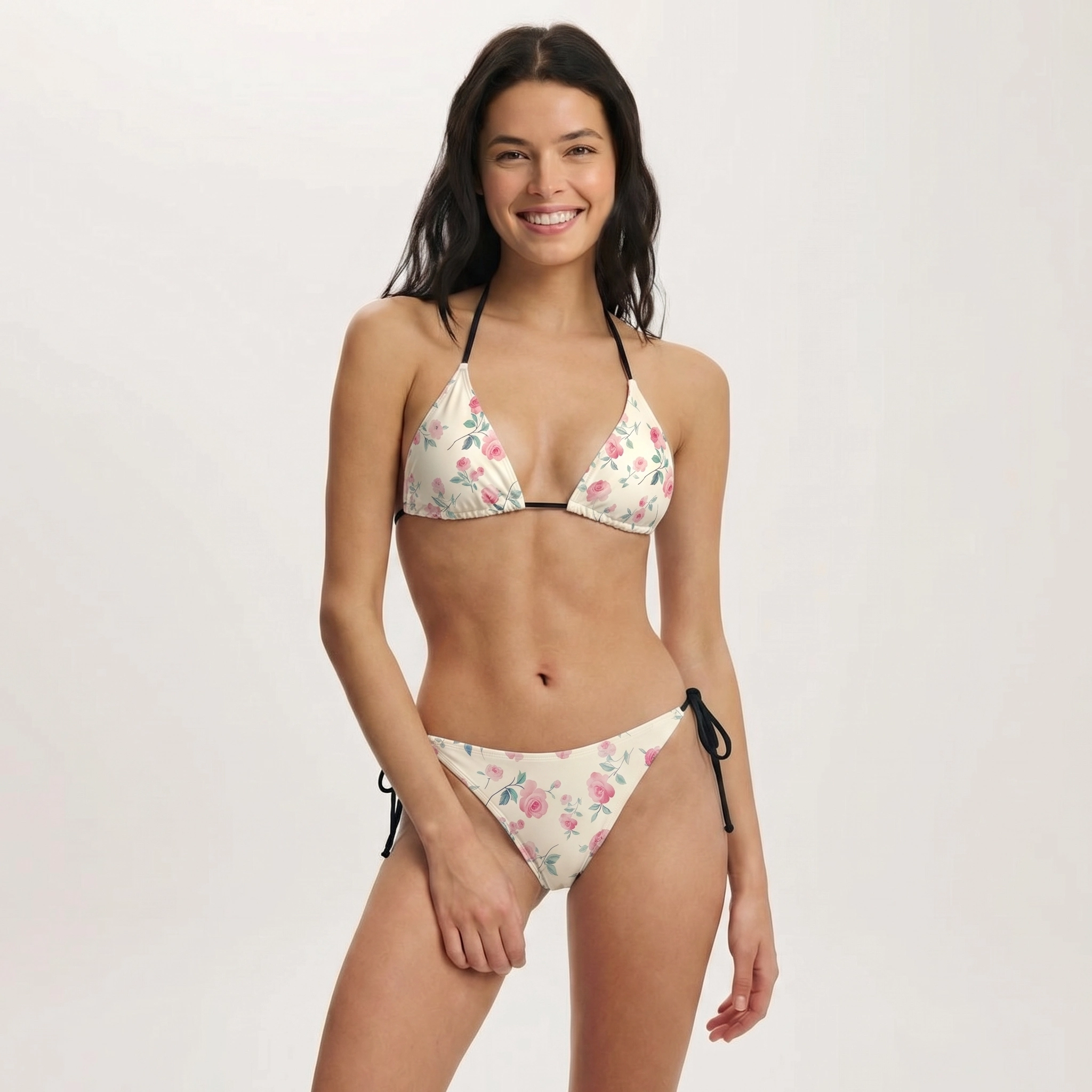 Blush Rose Tie Side Bikini Set with Matching Pants
