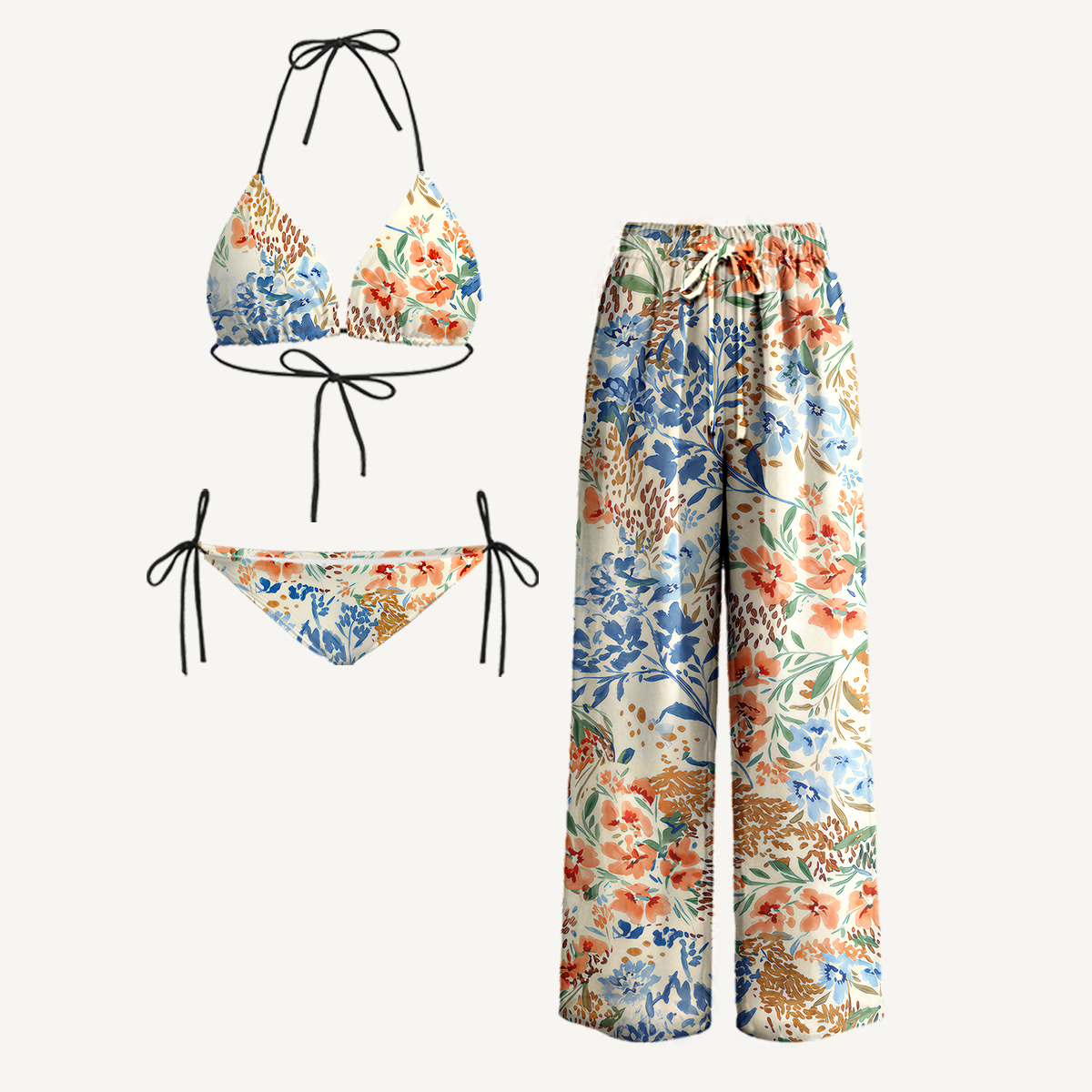 Breeze  Meadow Tie Side Bikini Set with Matching Pants