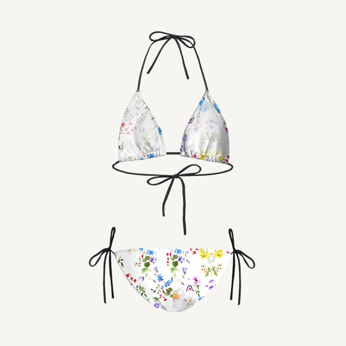 Butterfly Trail Tie Side Bikini Set with Matching Pants
