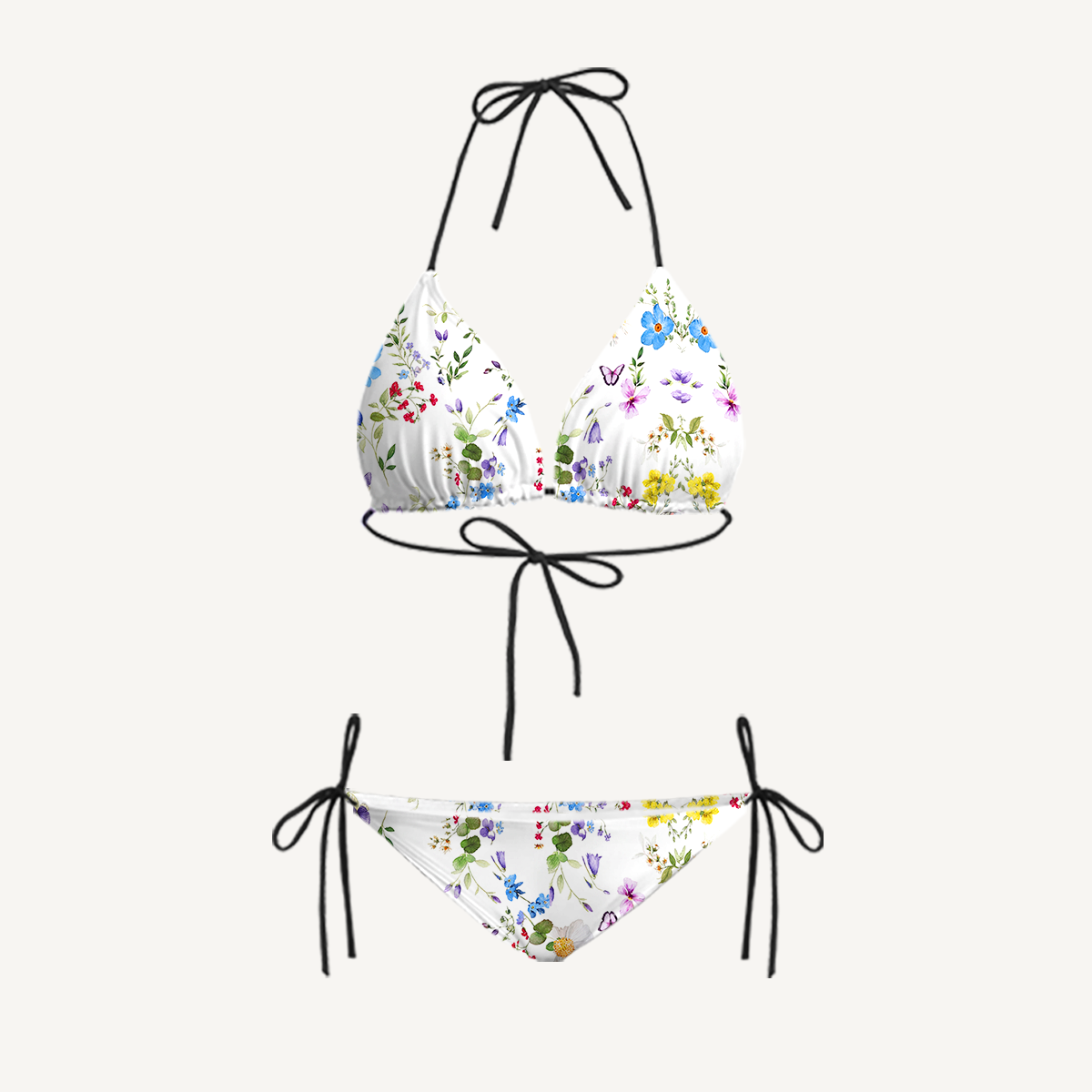 Butterfly Trail Tie Side Bikini Set with Matching Pants