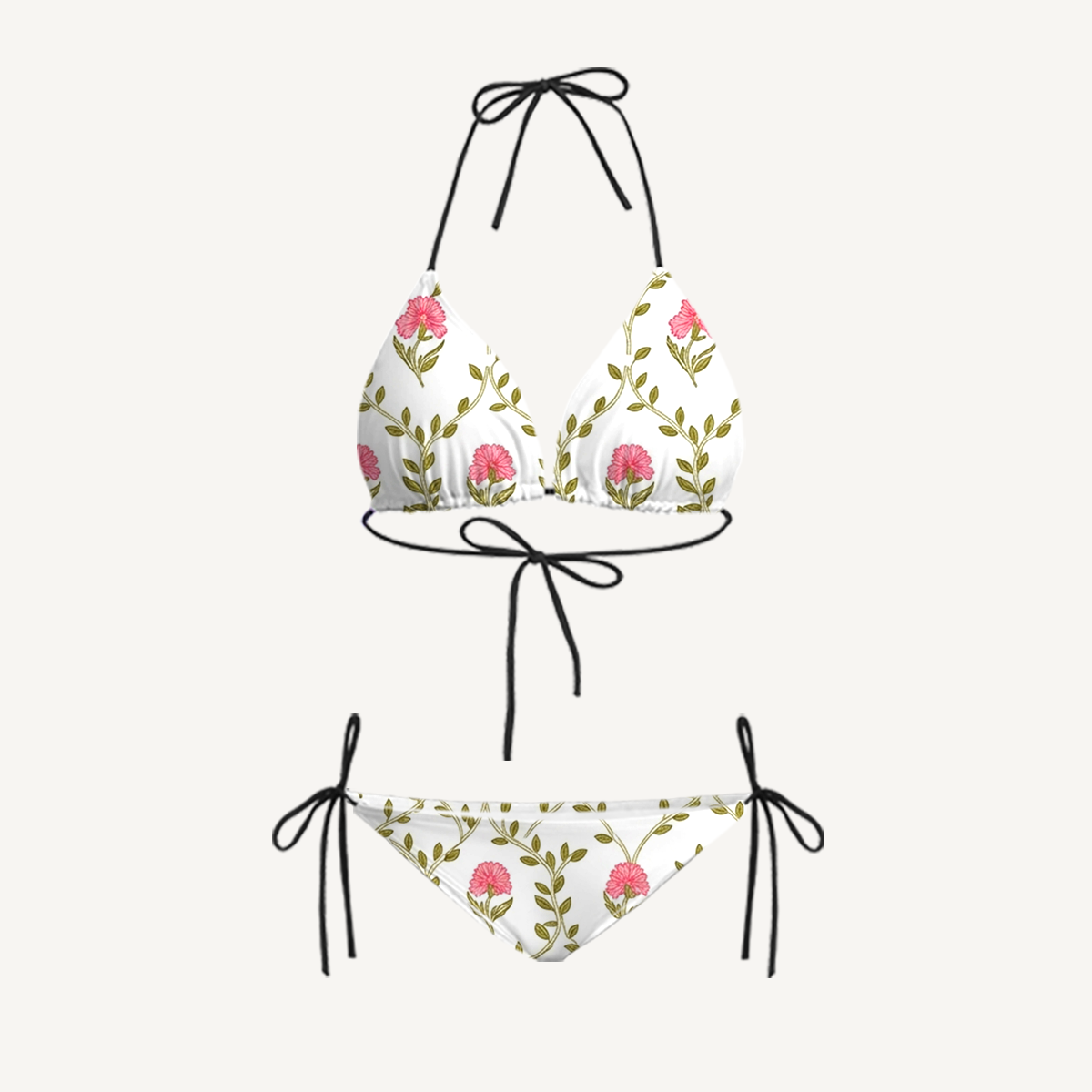 Clover Vine Whisper Tie Side Bikini Set with Matching Pants