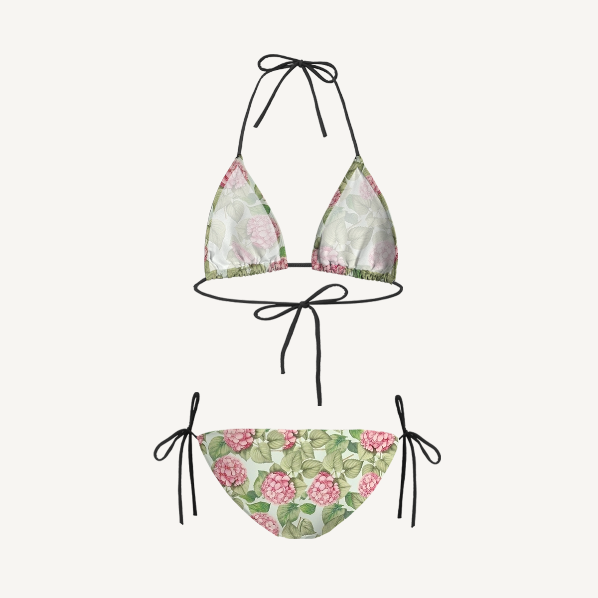 Hydrangea Whisper Tie Side Bikini Set with Matching Pants