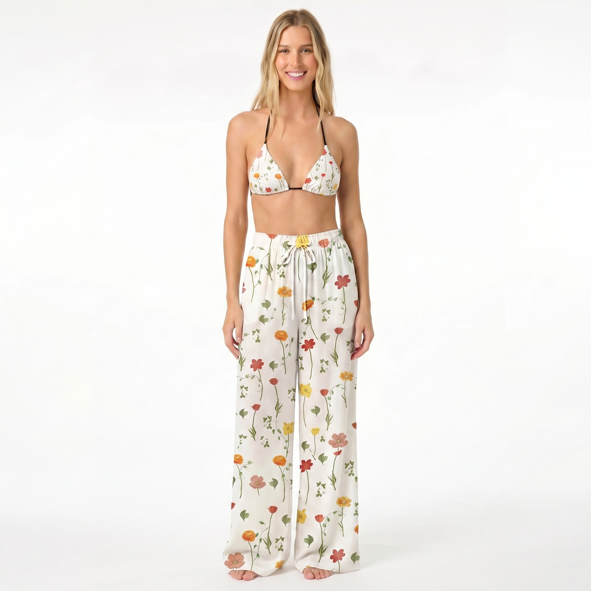 Wildlight Meadow Tie Side Bikini Set with Matching Pants