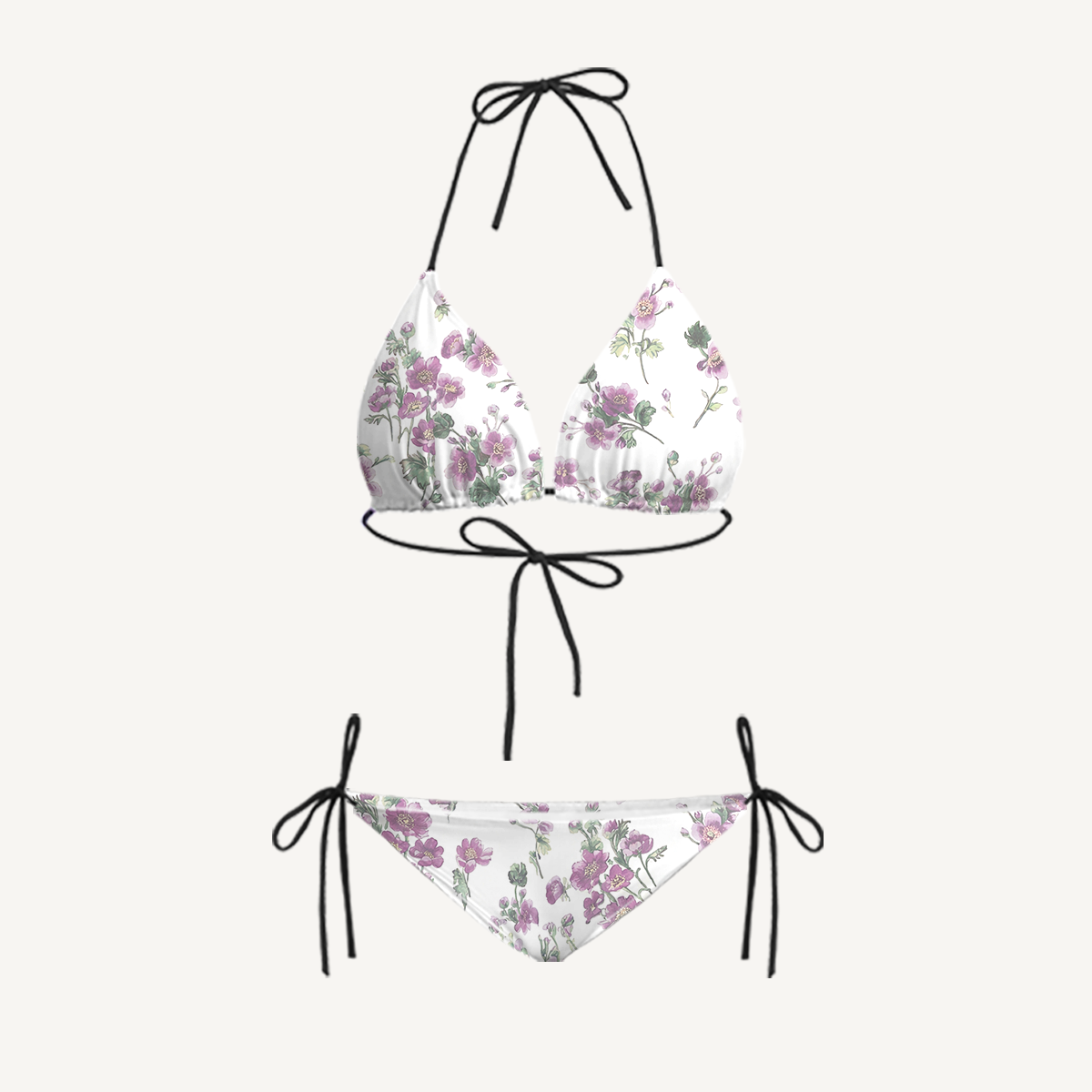 Lavender Field Whisper Tie Side Bikini Set with Matching Pants