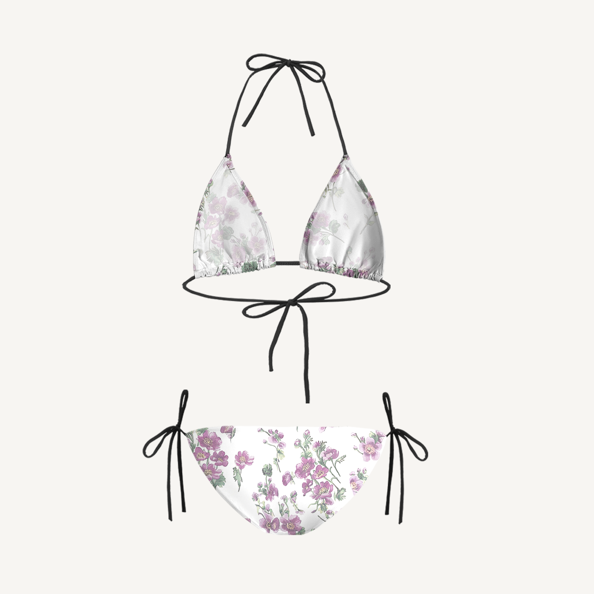 Lavender Field Whisper Tie Side Bikini Set with Matching Pants