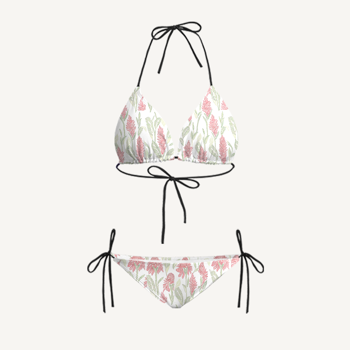 Wild Feather Whisper Tie Side Bikini Set with Matching Pants