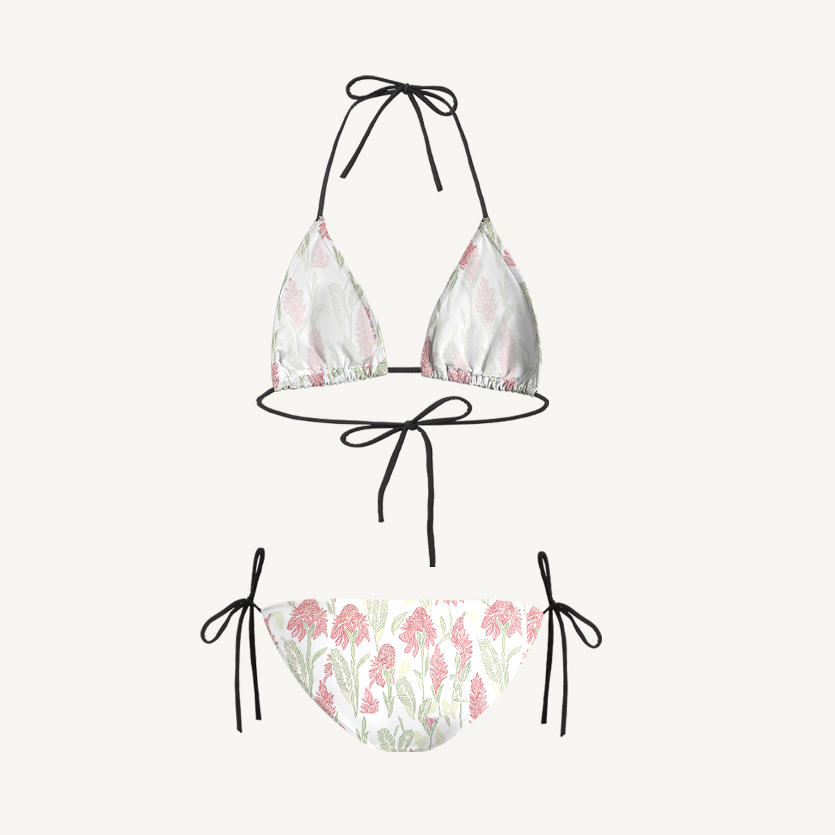 Wild Feather Whisper Tie Side Bikini Set with Matching Pants